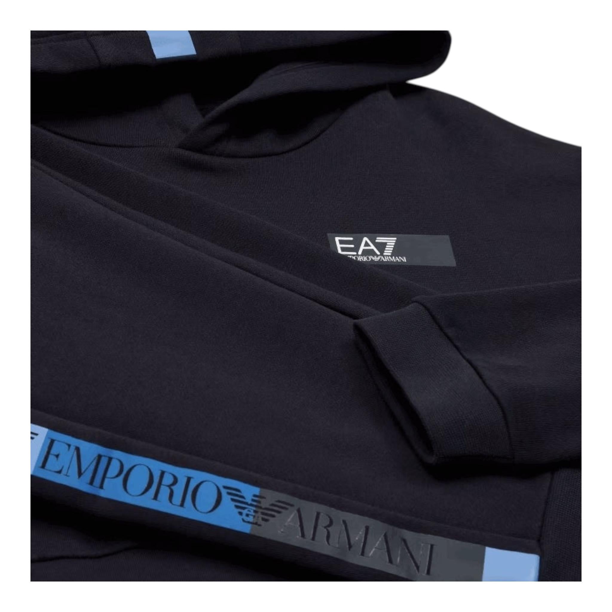 EMPORIO ARMANI completo pantalone-felpa tinta unita con stampa e cappuccio Nero per Bambino 6DBV58 NERO EMPORIO ARMANI