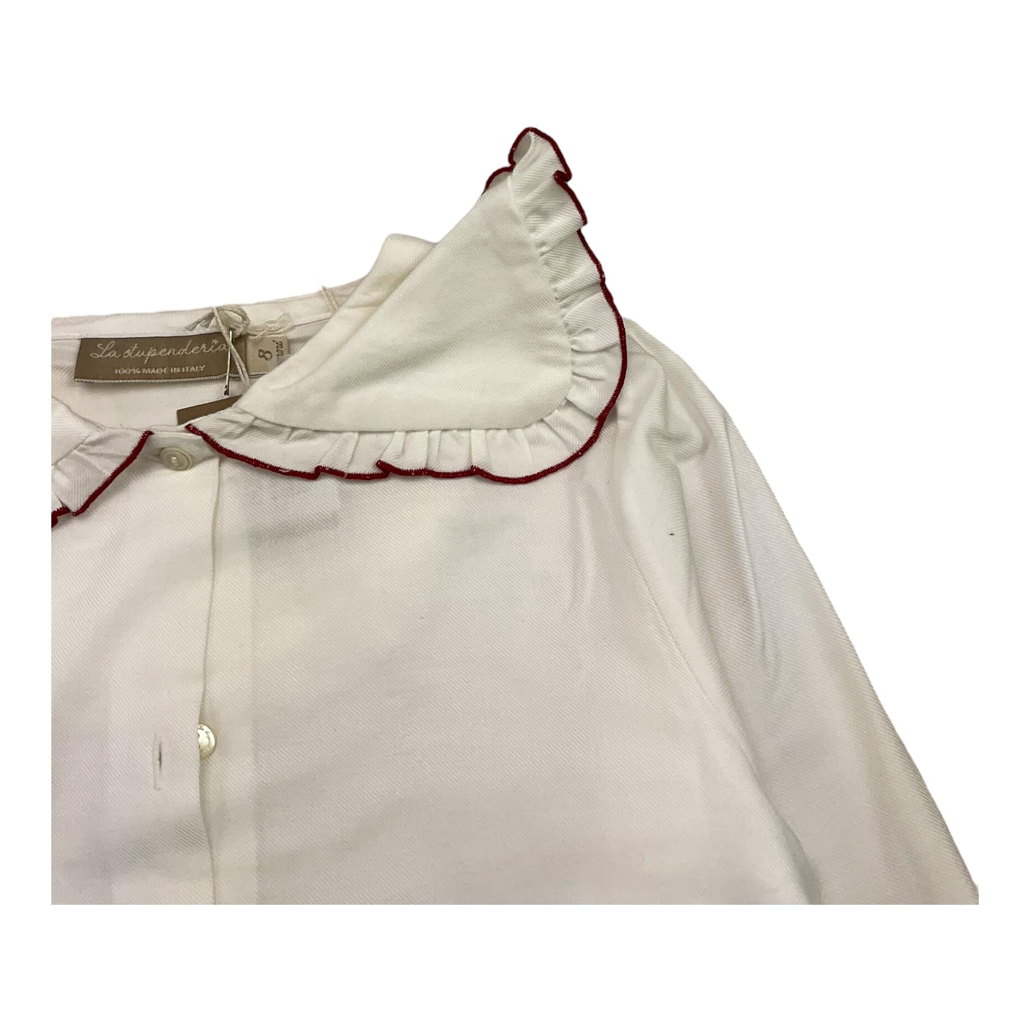 LA STUPENDERIA camicia manica lunga tinta unita con colletto Bianco per Bambina TJCM46 BIANCO LA STUPENDERIA