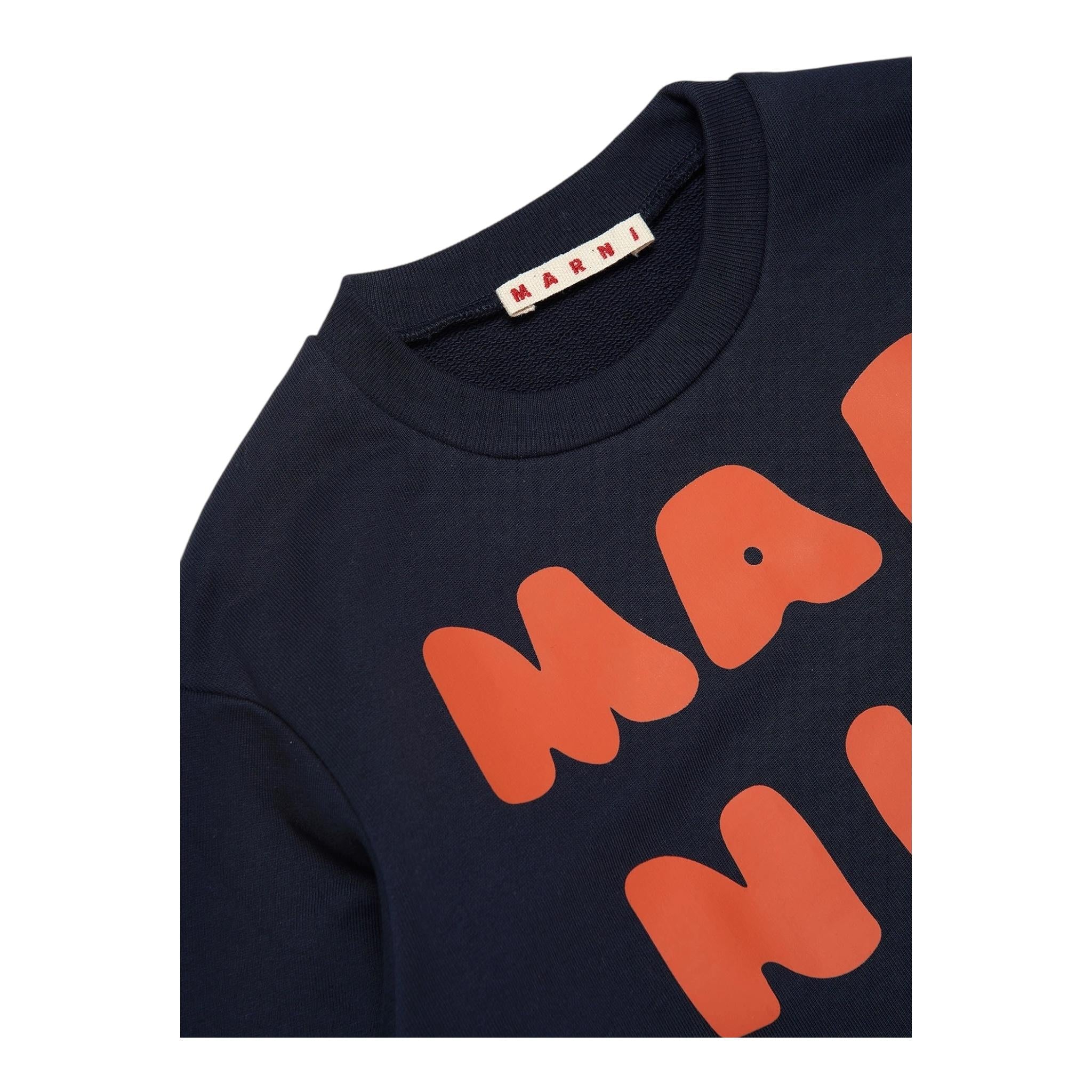 MARNI felpa chiusa girocollo tinta unita con logo in contrasto Blu per Bambino M00935 BLU MARNI