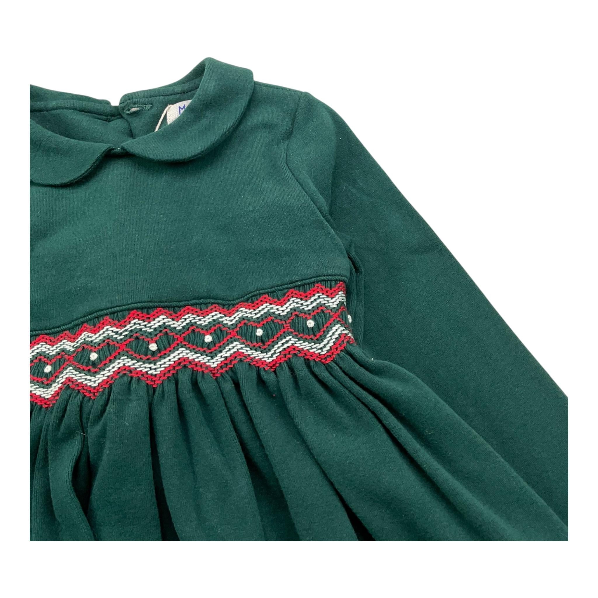 MALVI & CO abito manica lunga tinta unita cn ricami Verde per Bambina FCCM005VEII VERDE MALVI & CO