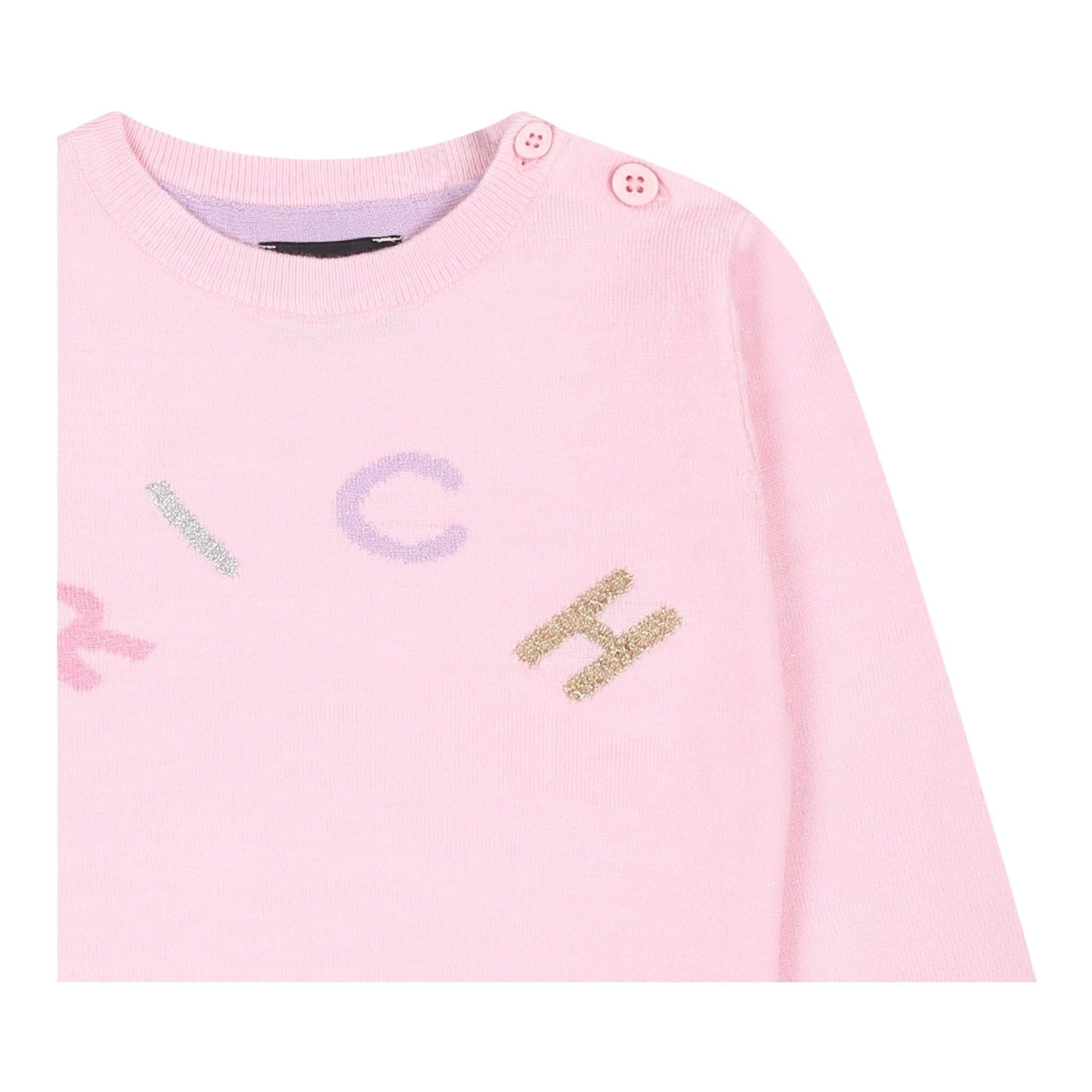 JOHN RICHMOND maglia girocollo tinta unita con stampa Rosa per Neonata RIA24057MA ROSA JOHN RICHMOND
