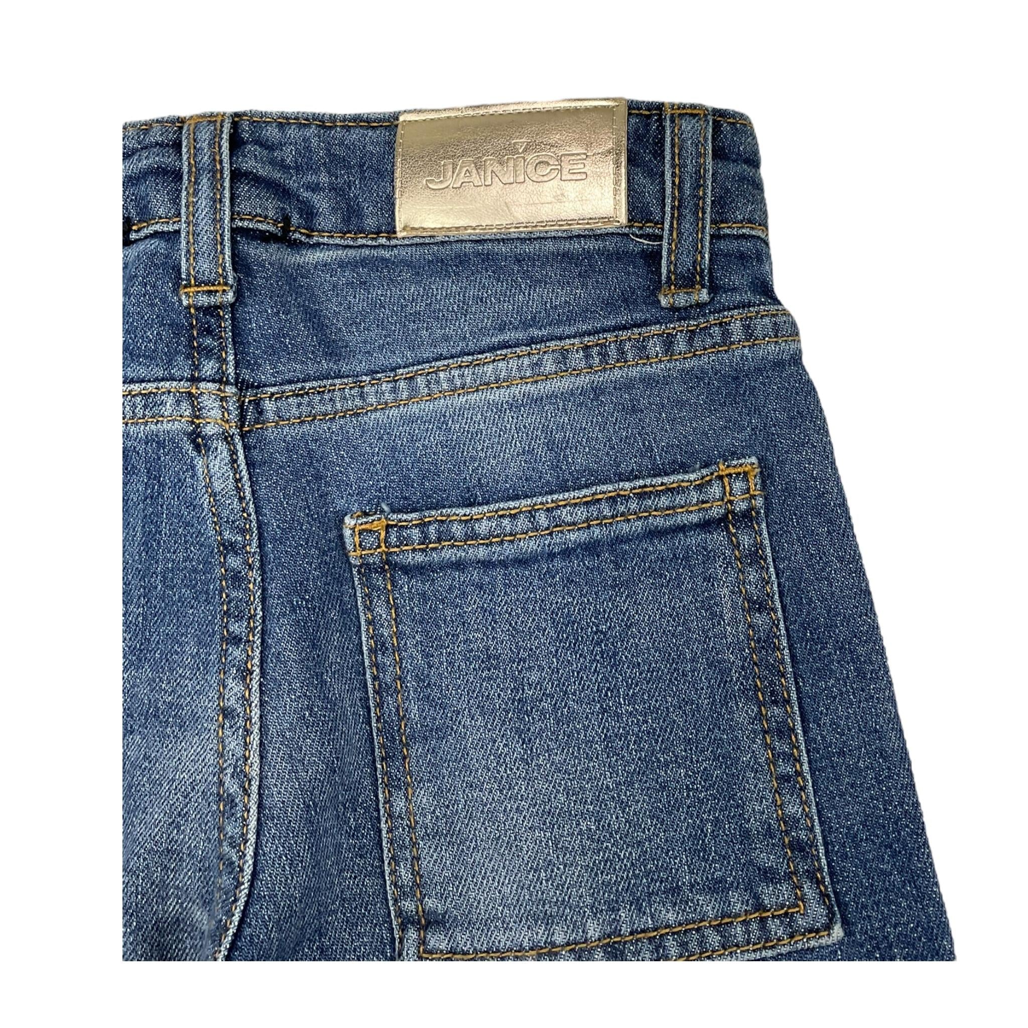 JANICE jeans tinta unita con girovita regolabile modello palazzo Blu per Bambina JN612R BLU JANICE