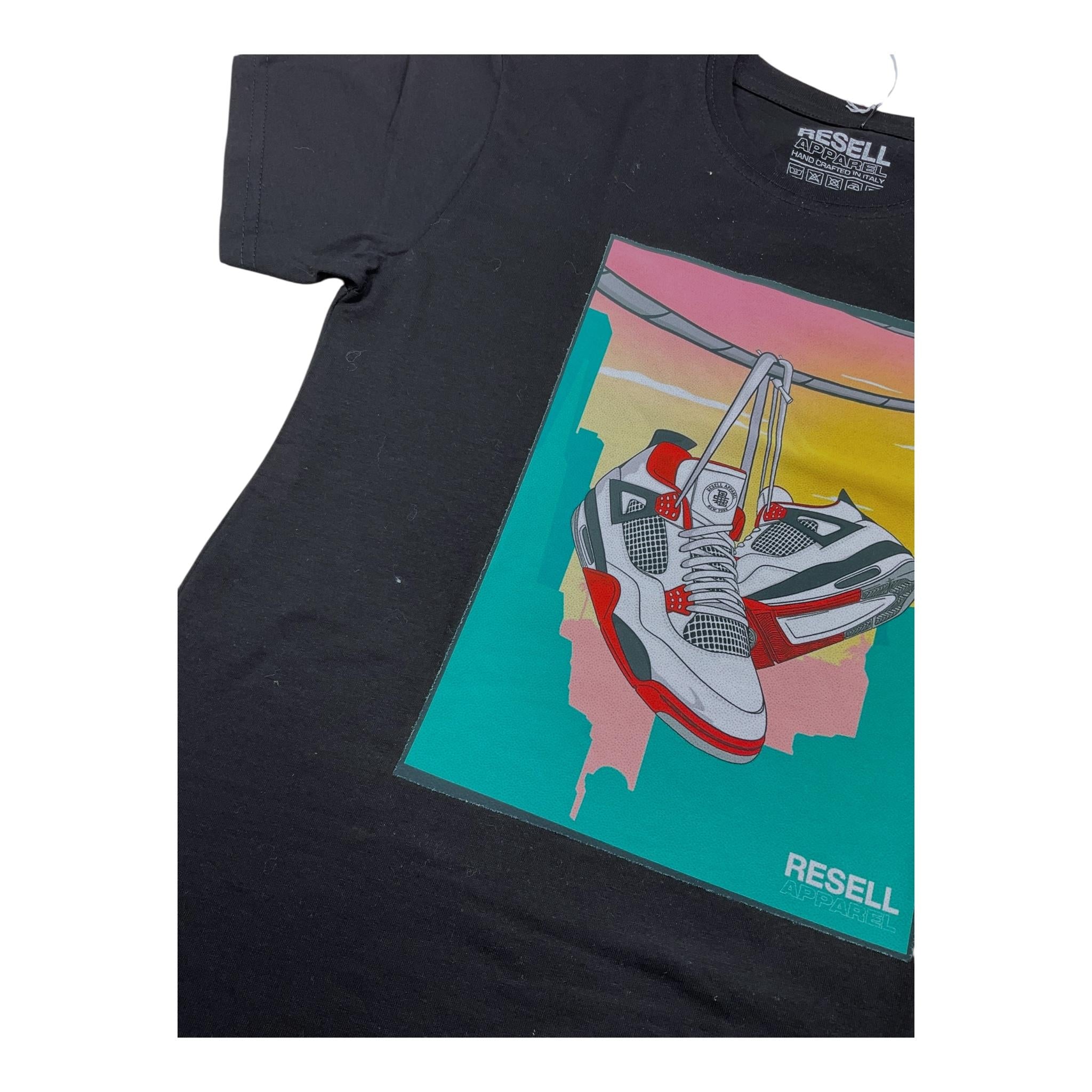 RESELL APPAREL t-shirt girocollo tinta unita cn stampa Nero per Bambino KTBK NERO RESELL APPAREL