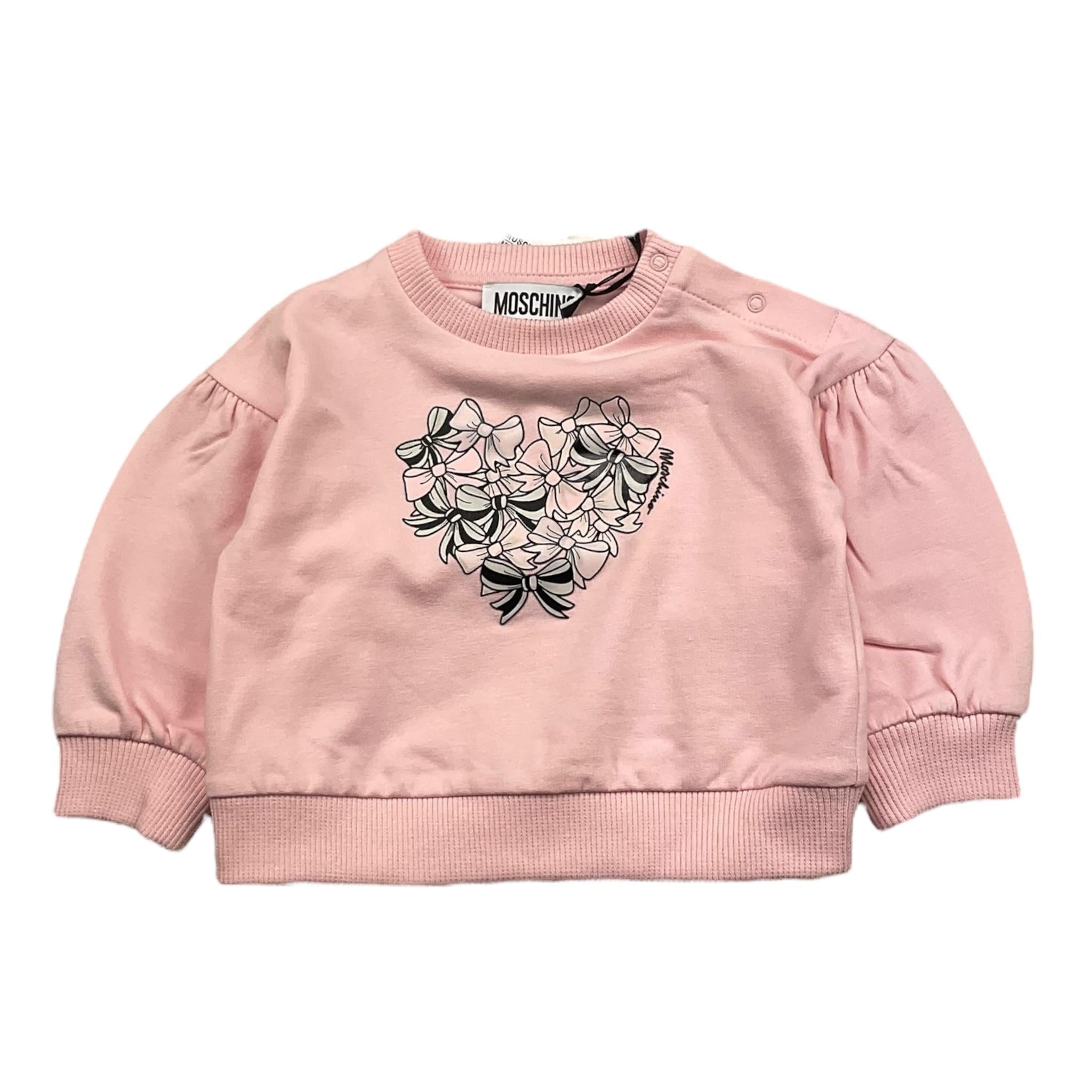 MOSCHINO felpa girocollo tinta unita con stampa Rosa per Neonata MDF031 ROSA MOSCHINO