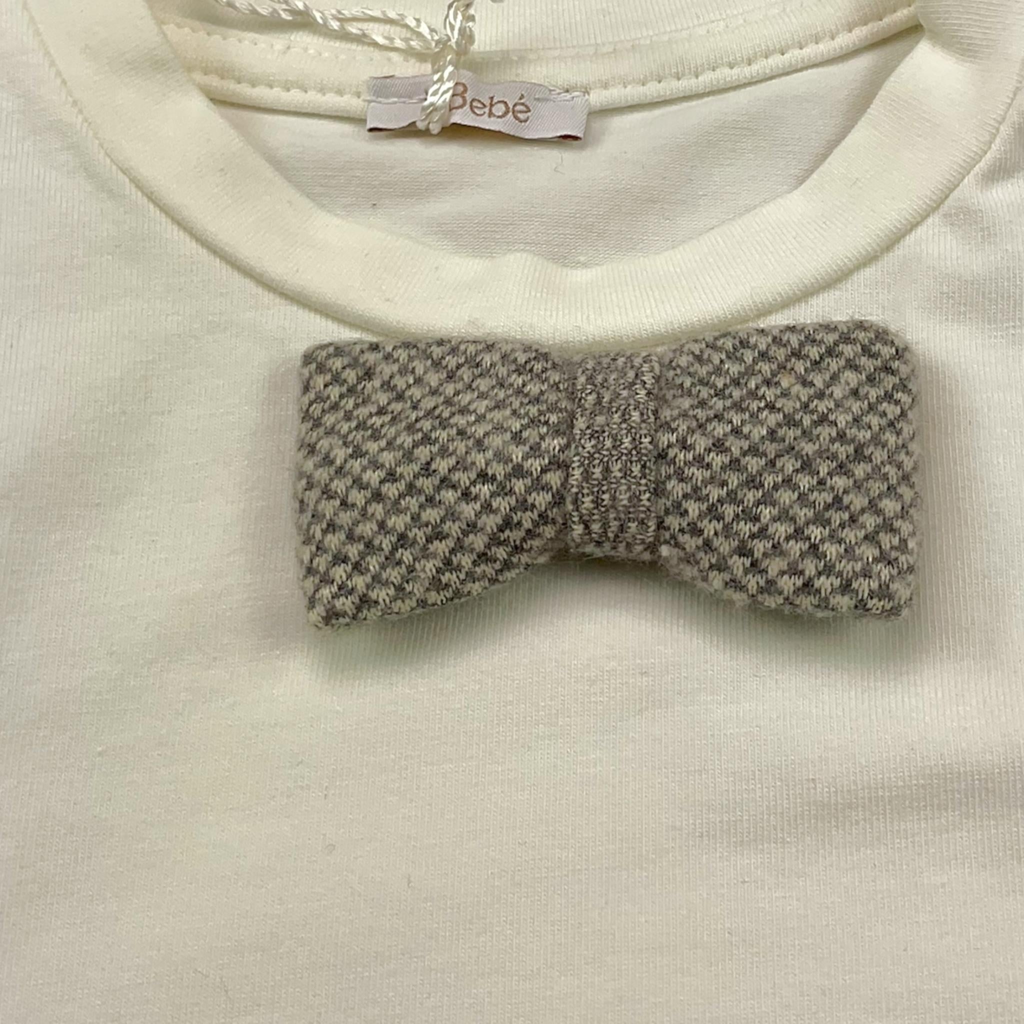 LE BEBE' shirt tinta unita girocollo con papillon Bianco per Neonato LBB4810 BIANCO LE BEBE'