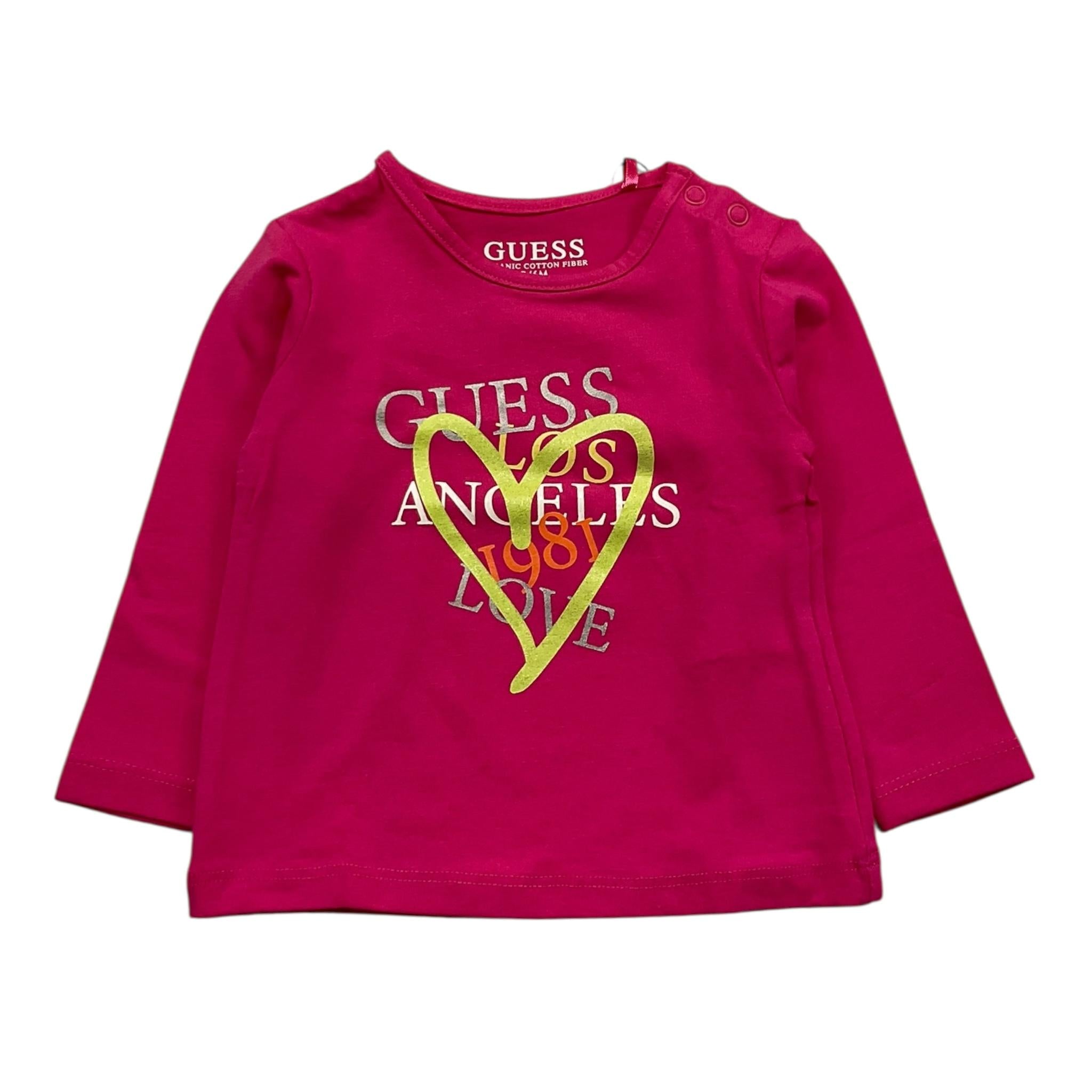 GUESS shirt girocollo tinta unita con rouches Fuxia per Neonata K2RI01K6YW1 FUXIA GUESS