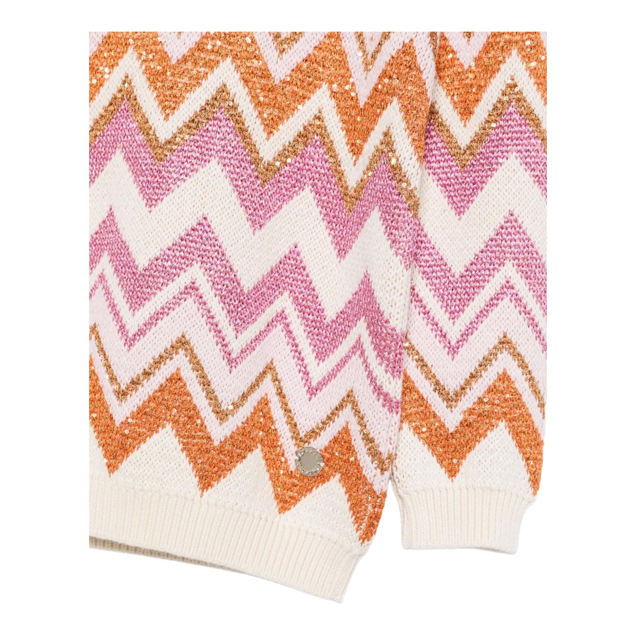 MISSONI maglia tinta unita girocollo con fantasia e paillettes Bianco per Bambina MV9A60 BIANCO MISSONI