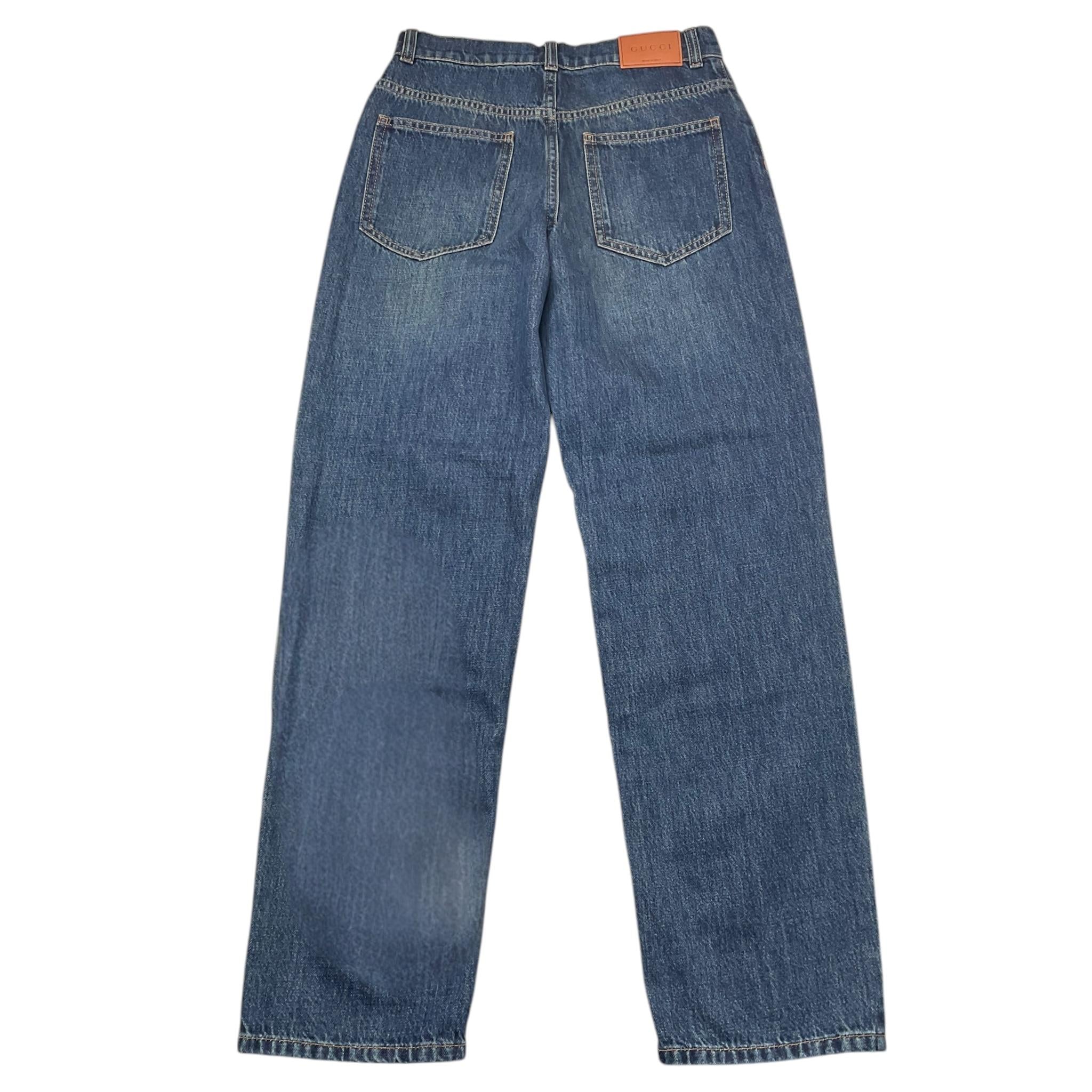 GUCCI jeans tinta unita con girovita regolabile  Blu per Bambino 787179 BLU GUCCI