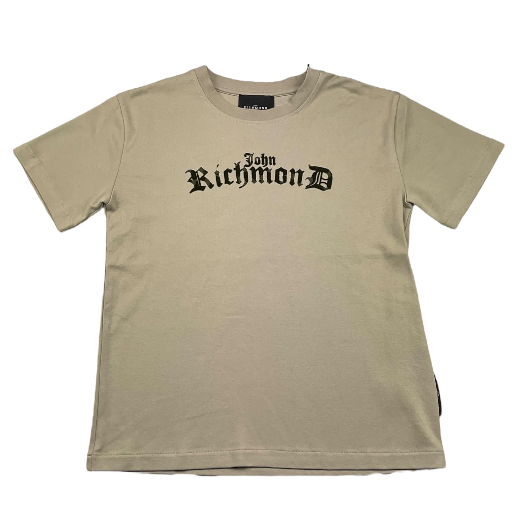 JOHN RICHMOND t-shirt girocollo tinta unita con stampa logo Verde per Bambino RBA25051TS VERDE JOHN RICHMOND