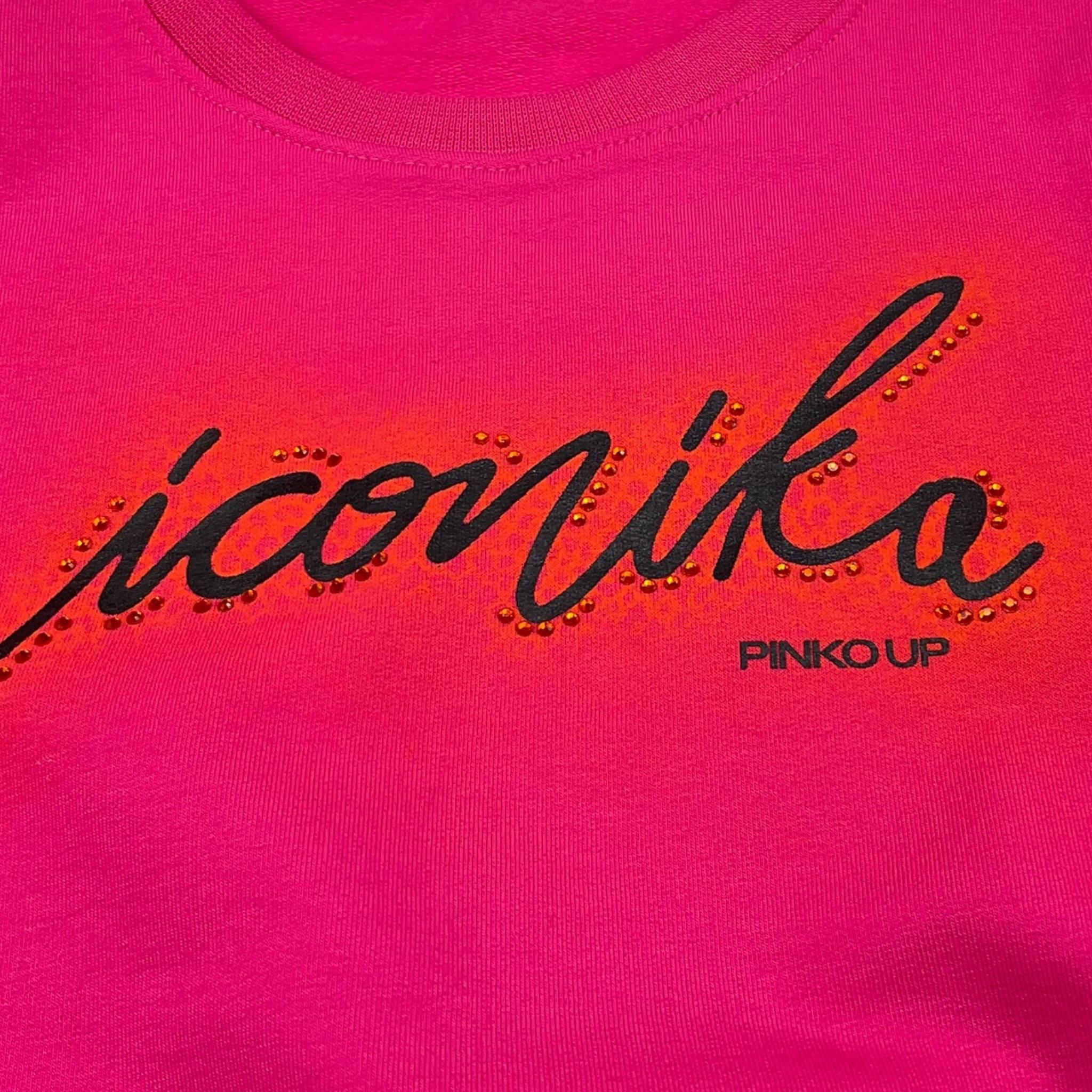 PINKO felpa girocollo tinta unita con stampa Fuxia per Bambina F4PIJGSW099 FUXIA PINKO