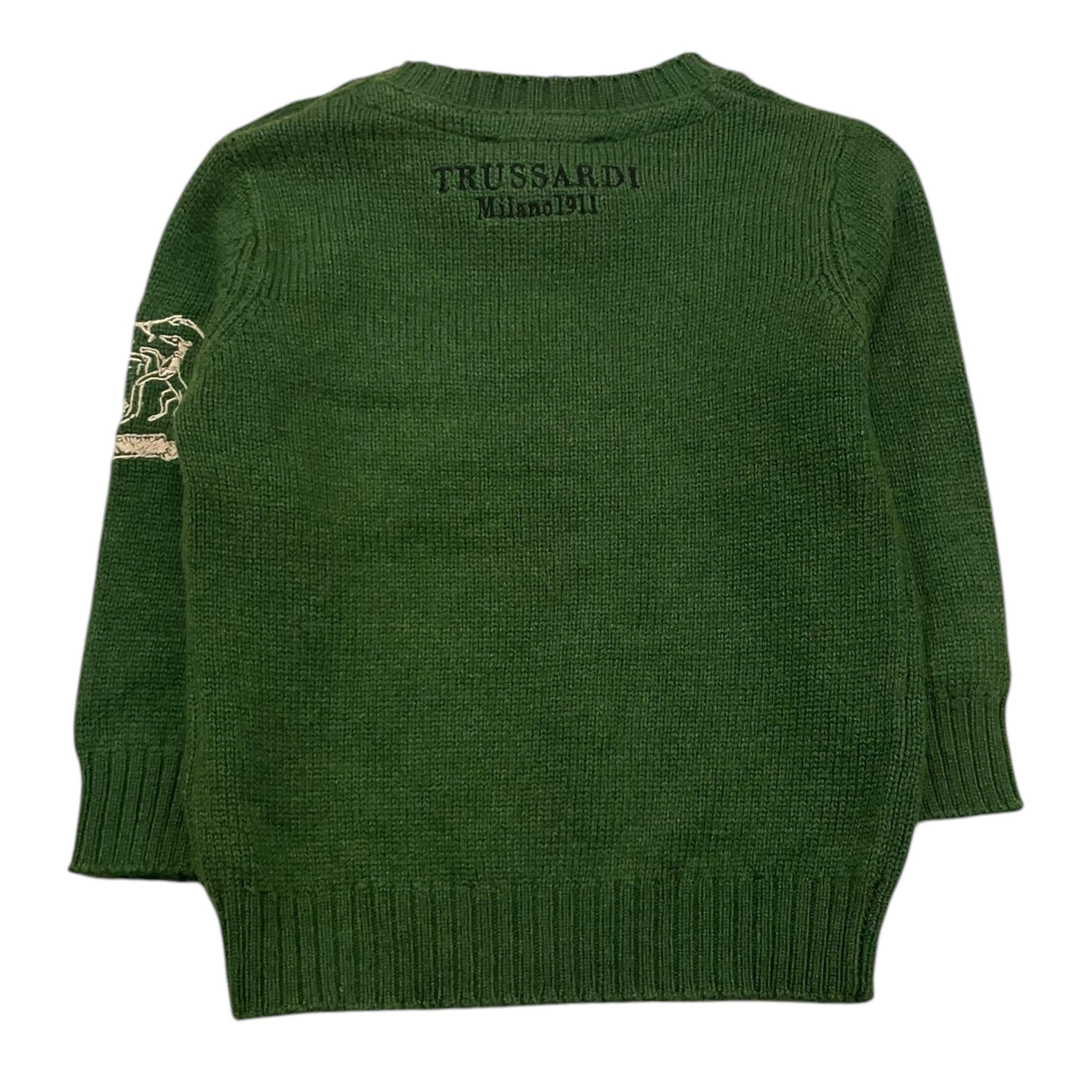 TRUSSARDI maglia girocollo tinta unita con taschino Verde per Neonato TIA25138FE VERDE TRUSSARDI