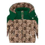 ROBERTO CAVALLI giubbino bicolore con cappuccio e stampe Beige/verde per Neonato TJT420 BEIGE/VERDE ROBERTO CAVALLI