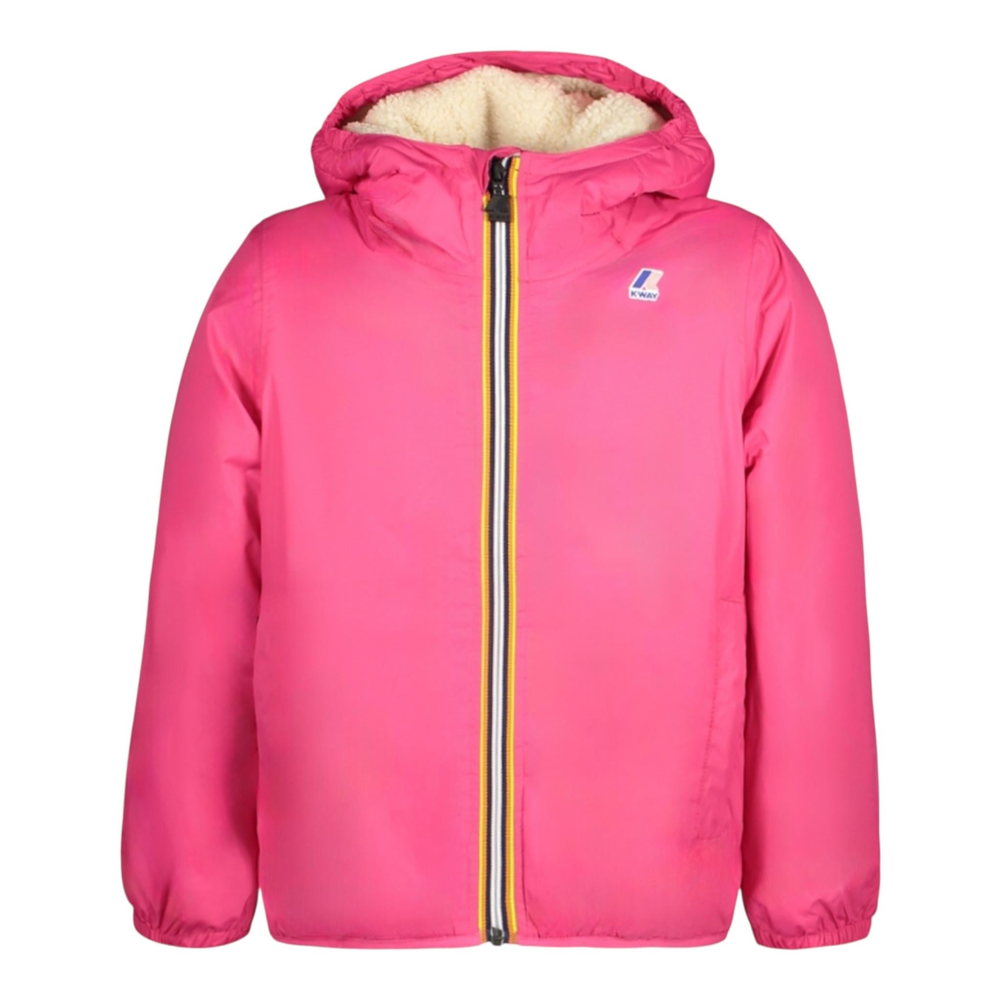 K-WAY giubbino tinta unita con cappuccio Fuxia per Bambina K6115FWAXX FUXIA K-WAY