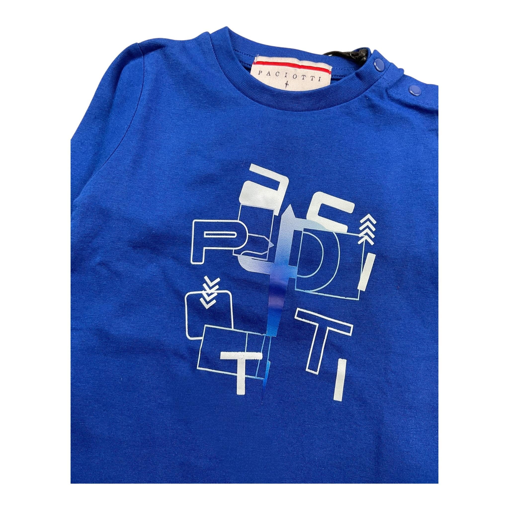 CESARE PACIOTTI shirt girocollo tinta unita con stampa in contrasto Cobalto per Neonato TSP5315BX COBALTO CESARE PACIOTTI