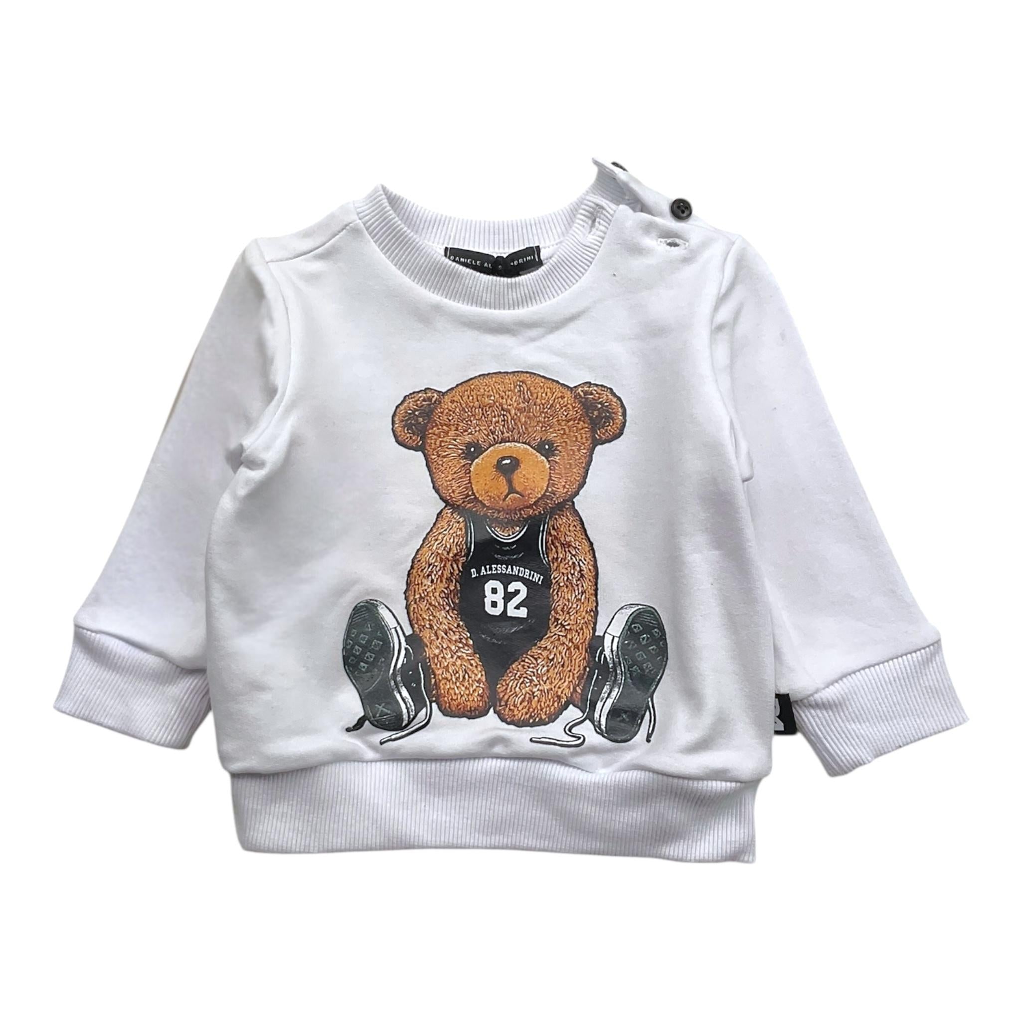DANIELE ALESSANDRINI felpa girocollo tinta unita con stampa Bianco per Neonato 1291F0032 BIANCO DANIELE ALESSANDRINI