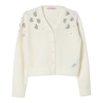 MISS BLUMARINE cardigan tinta unita con applicazioni brillantini Panna per Bambina IF4006MA39P PANNA MISS BLUMARINE