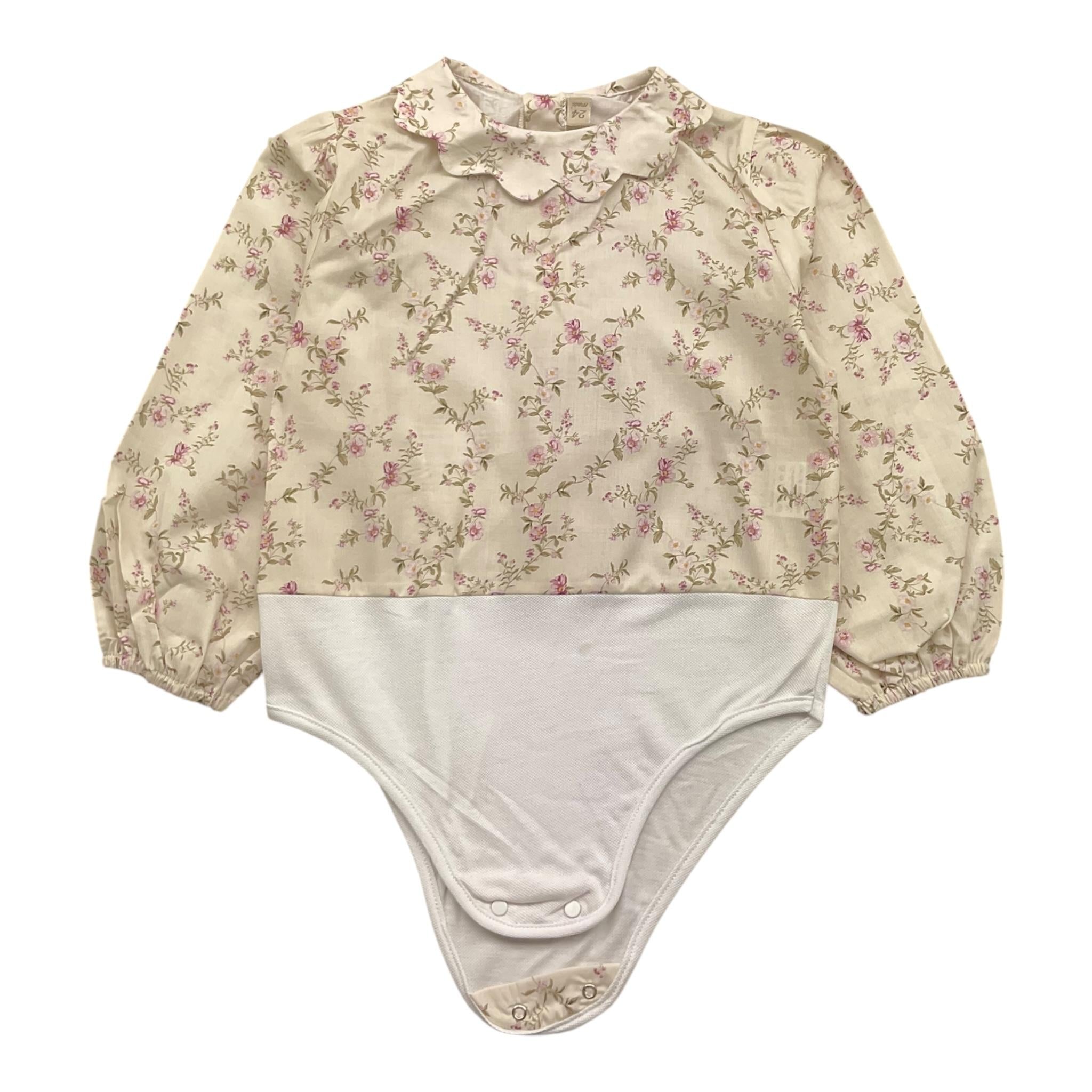 LA STUPENDERIA camicia body tinta unita con stampa fiori Panna per Neonata TBBD02 PANNA LA STUPENDERIA