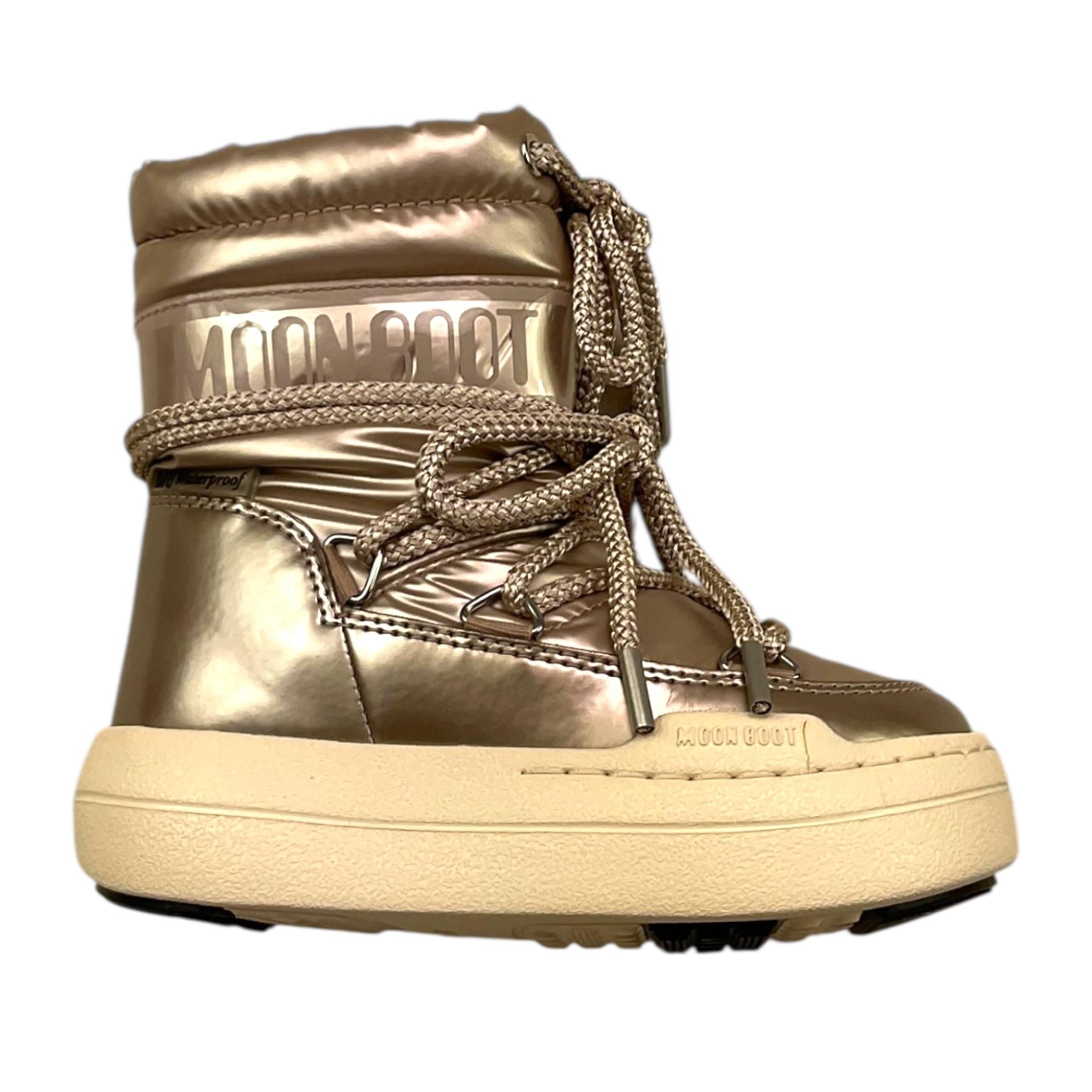 MOON BOOT stivali tinta unita con lacci e logo Bronzo per Bambina 80D3440020 BRONZO MOON BOOT