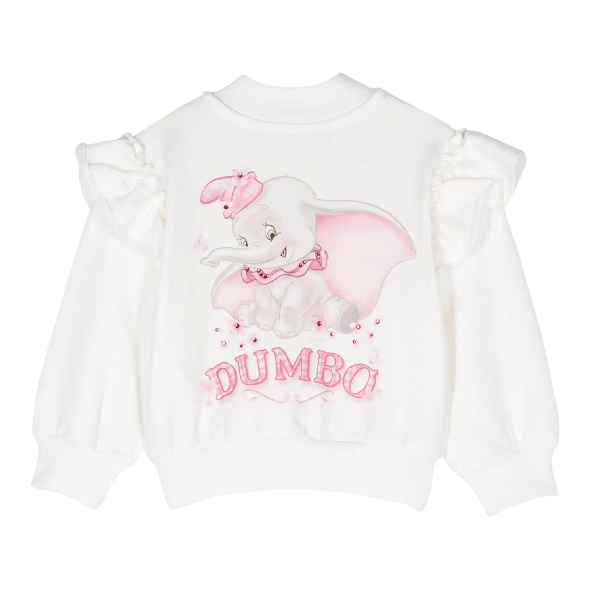 MONNALISA felpa tinta unita con zip e stampa Bianco per Neonata 39D801 BIANCO MONNALISA