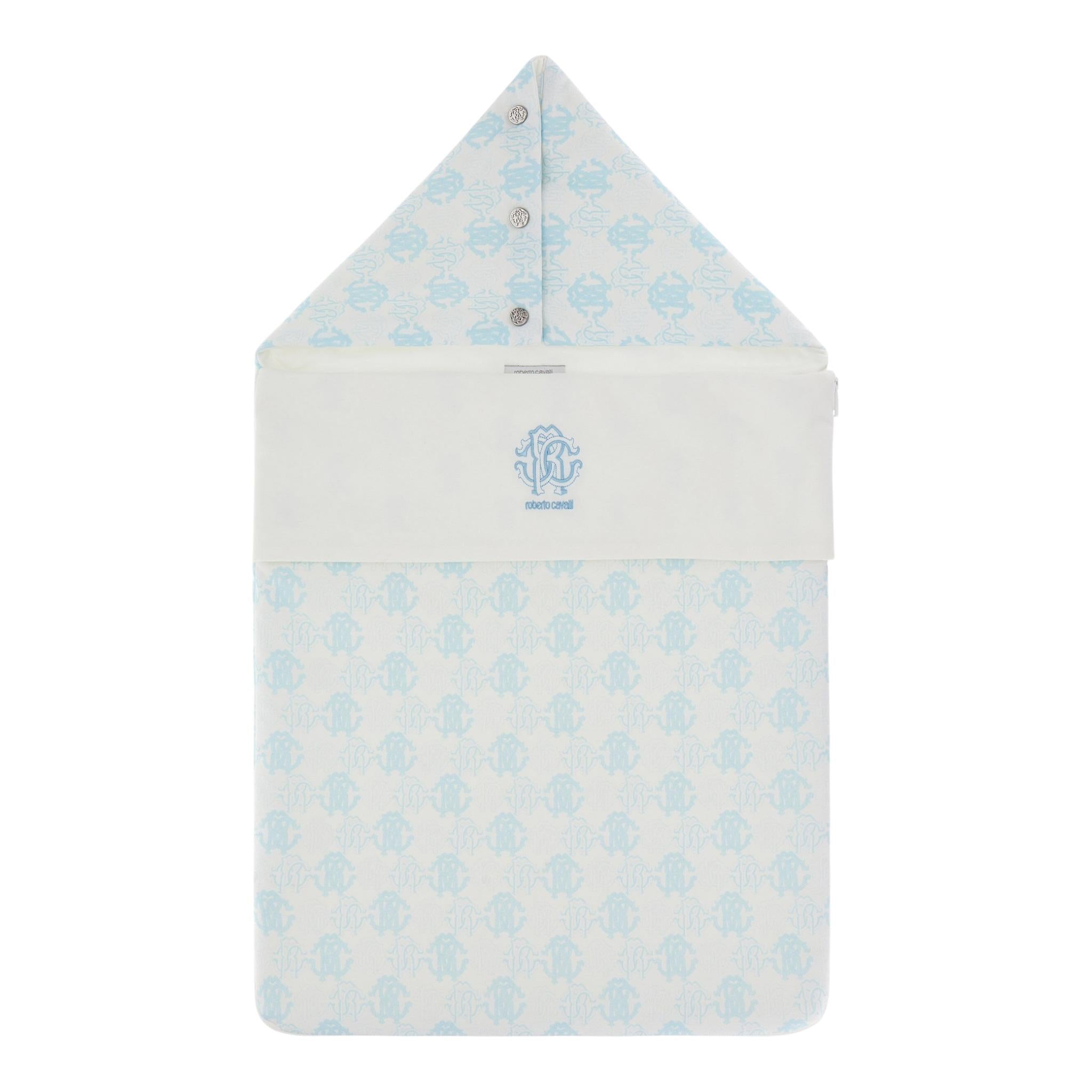 ROBERTO CAVALLI sacco nanna tinta unita fantasia in contrasto Bianco/azzurro per Neonato TJT804 BIANCO/AZZURRO ROBERTO CAVALLI