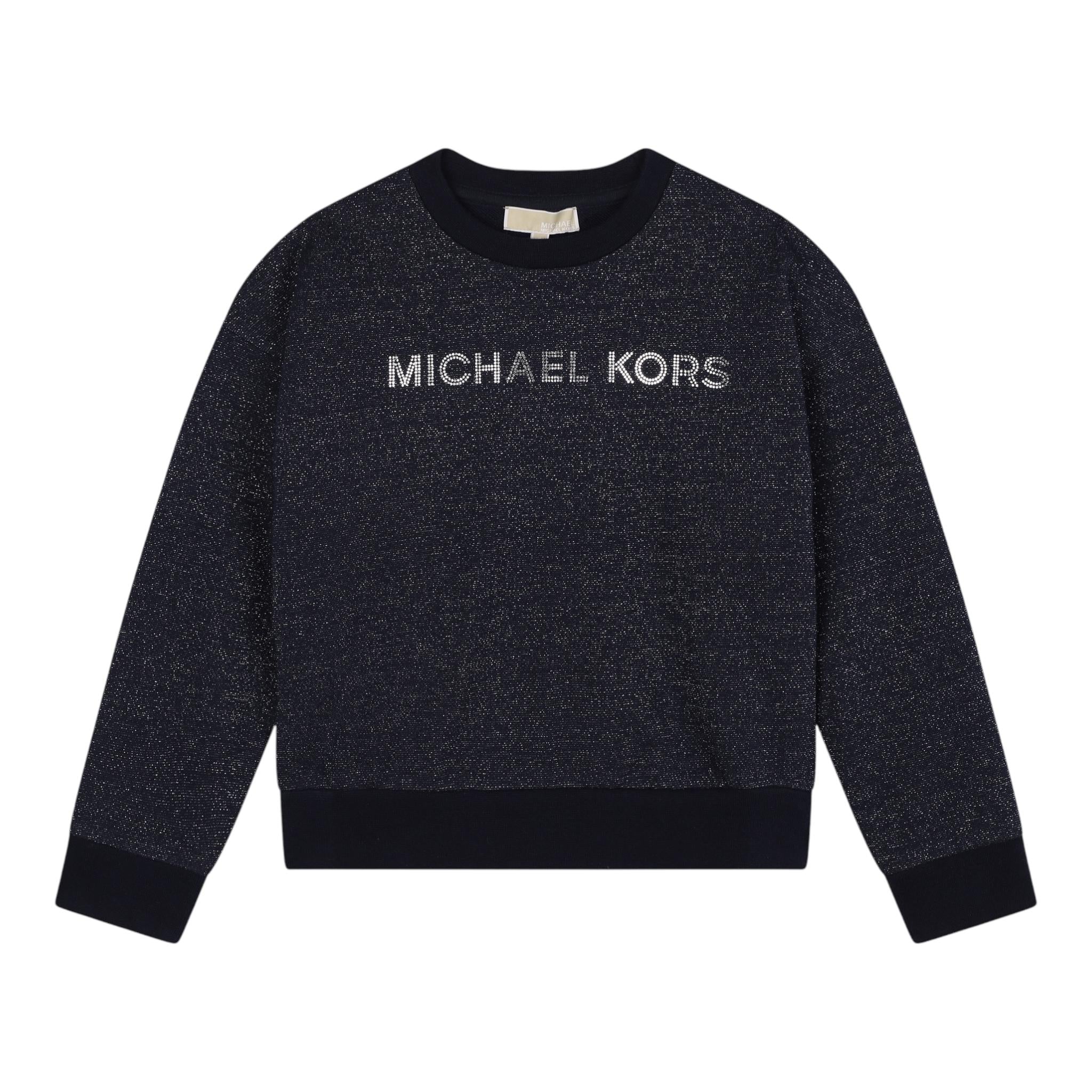 MICHAEL KORS felpa girocollo tinta unita con stampa Blu per Neonata R30149N BLU MICHAEL KORS