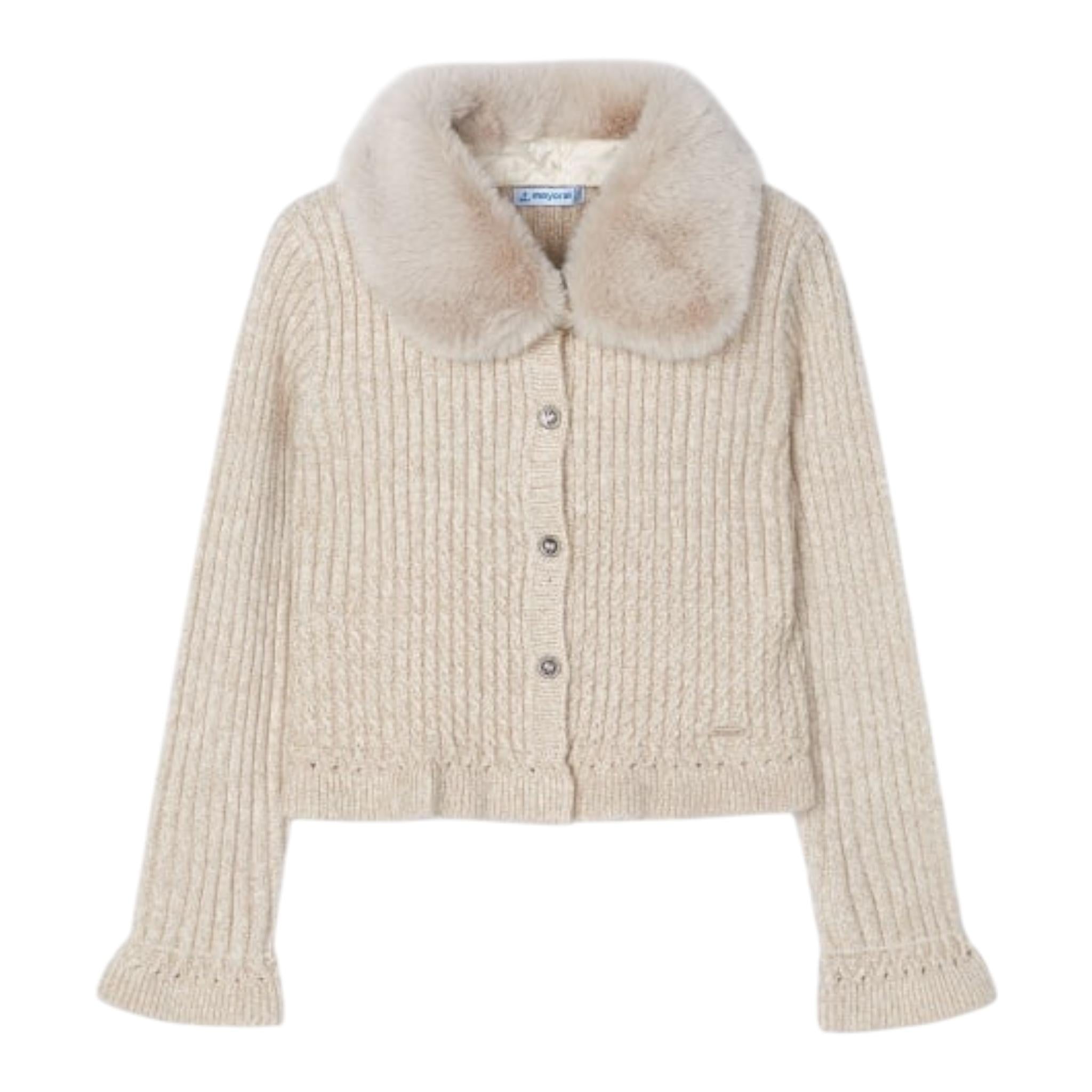 MAYORAL cardigan tinta unita con colletto rimovibile Beige per Bambina 4362XXX BEIGE MAYORAL