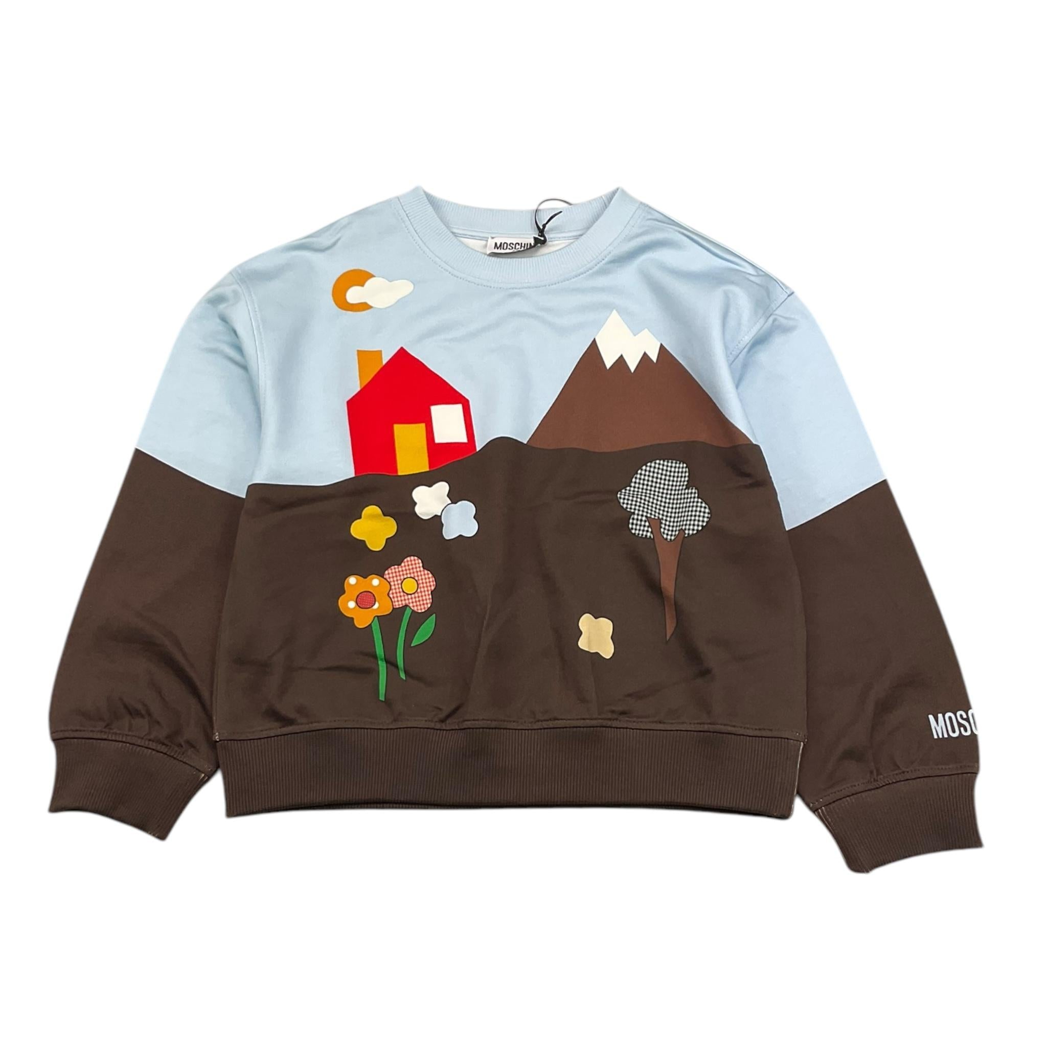 MOSCHINO felpa bicolore con stampa Azzurro per Bambina HQF07Y AZZURRO MOSCHINO