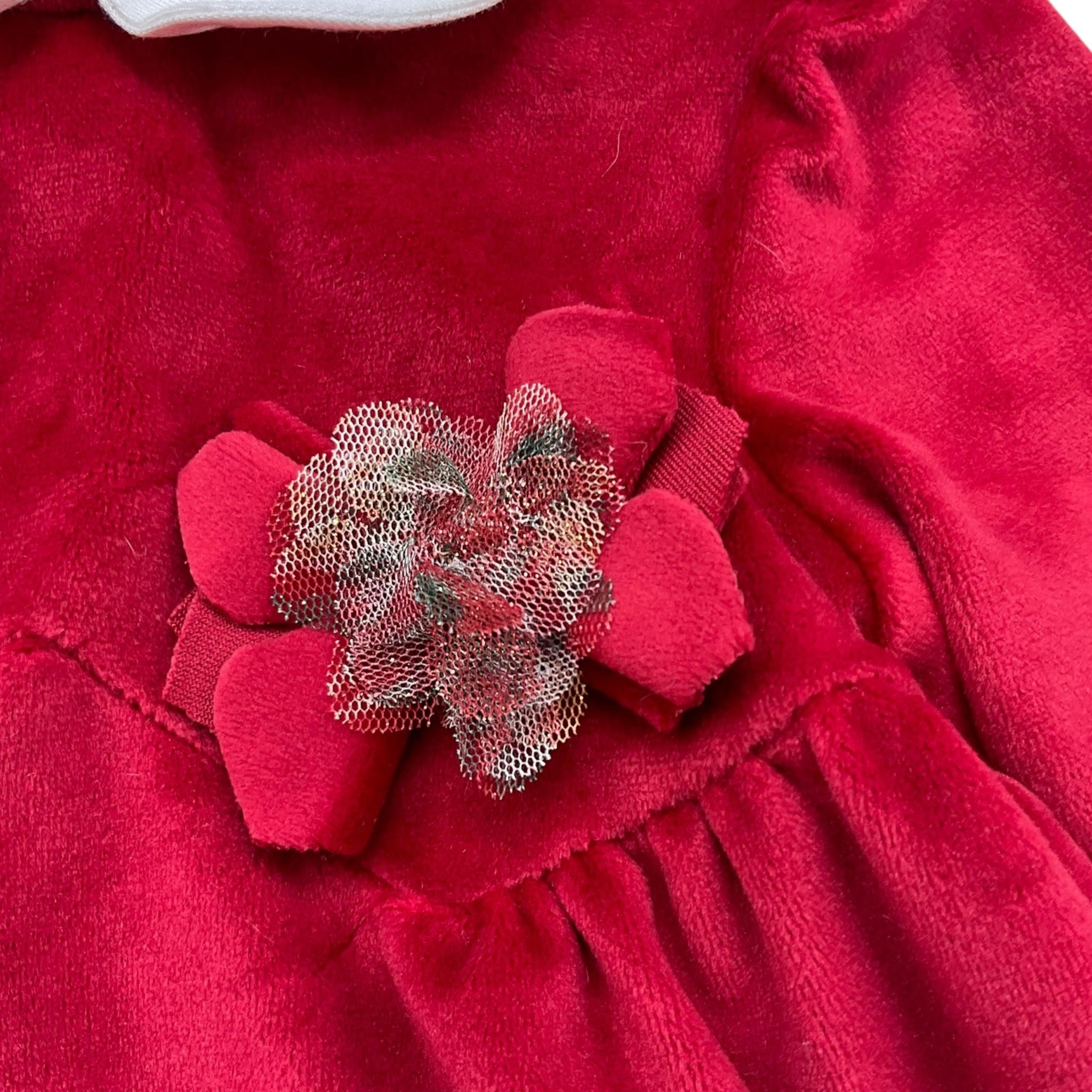 LALALU' abito manica lunga tinta unita in velluto Rosso per Neonata VTL12NX ROSSO LALALU'