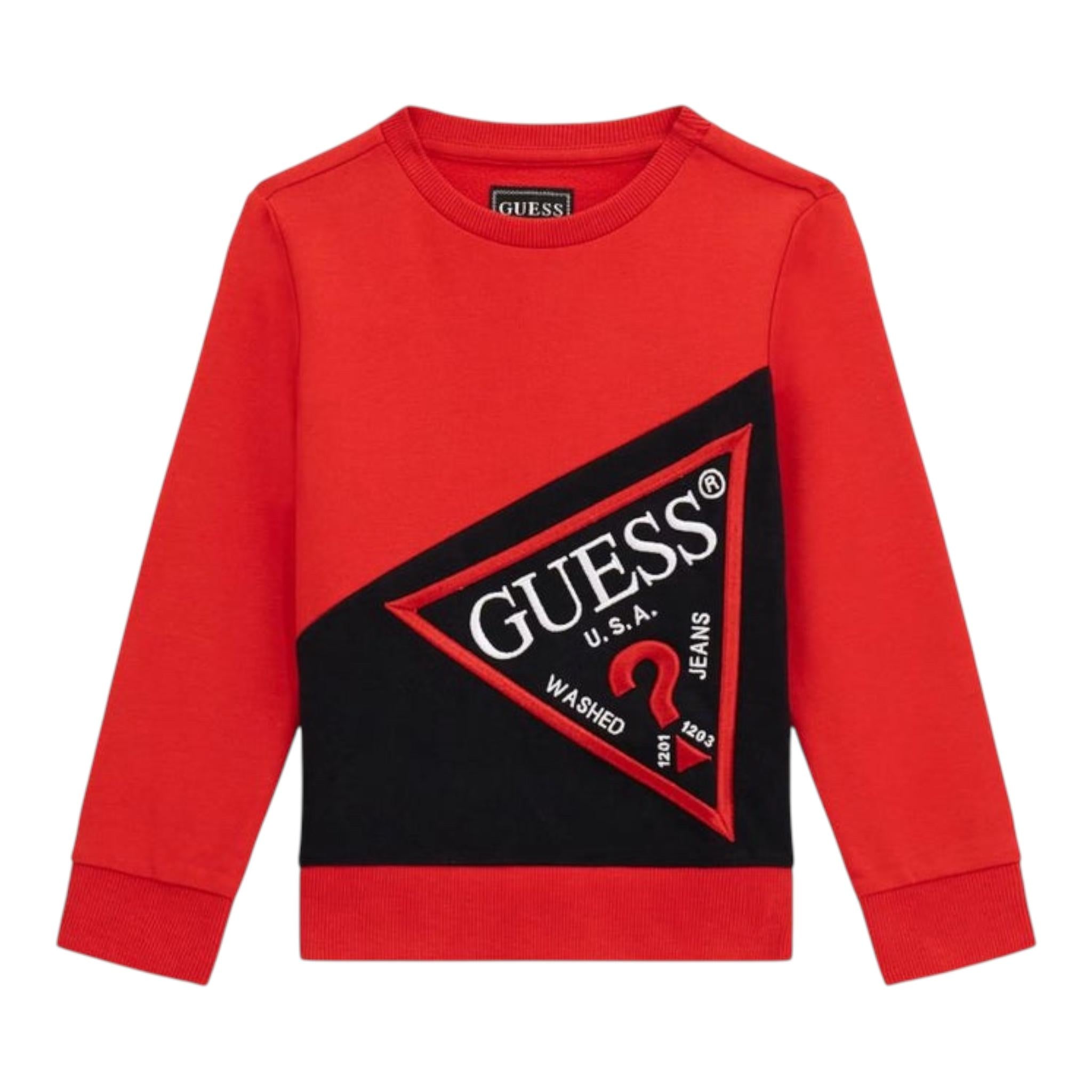 GUESS felpa girocollo tinta unita con stampa Rosso per Bambino N4YQ04KA6R4 ROSSO GUESS