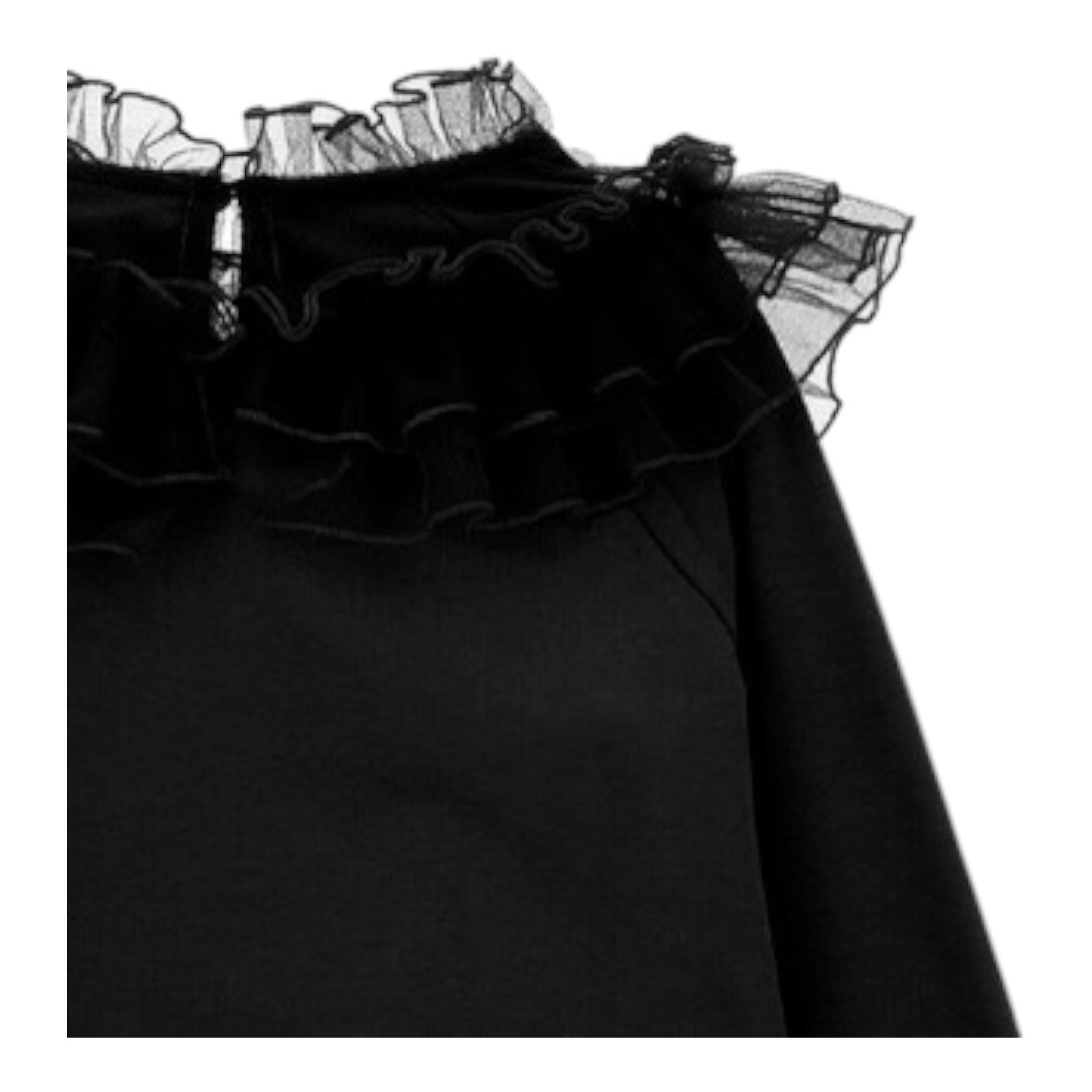 MONNALISA shirt tinta unita con colletto velato Nero per Bambina 17B603J NERO MONNALISA