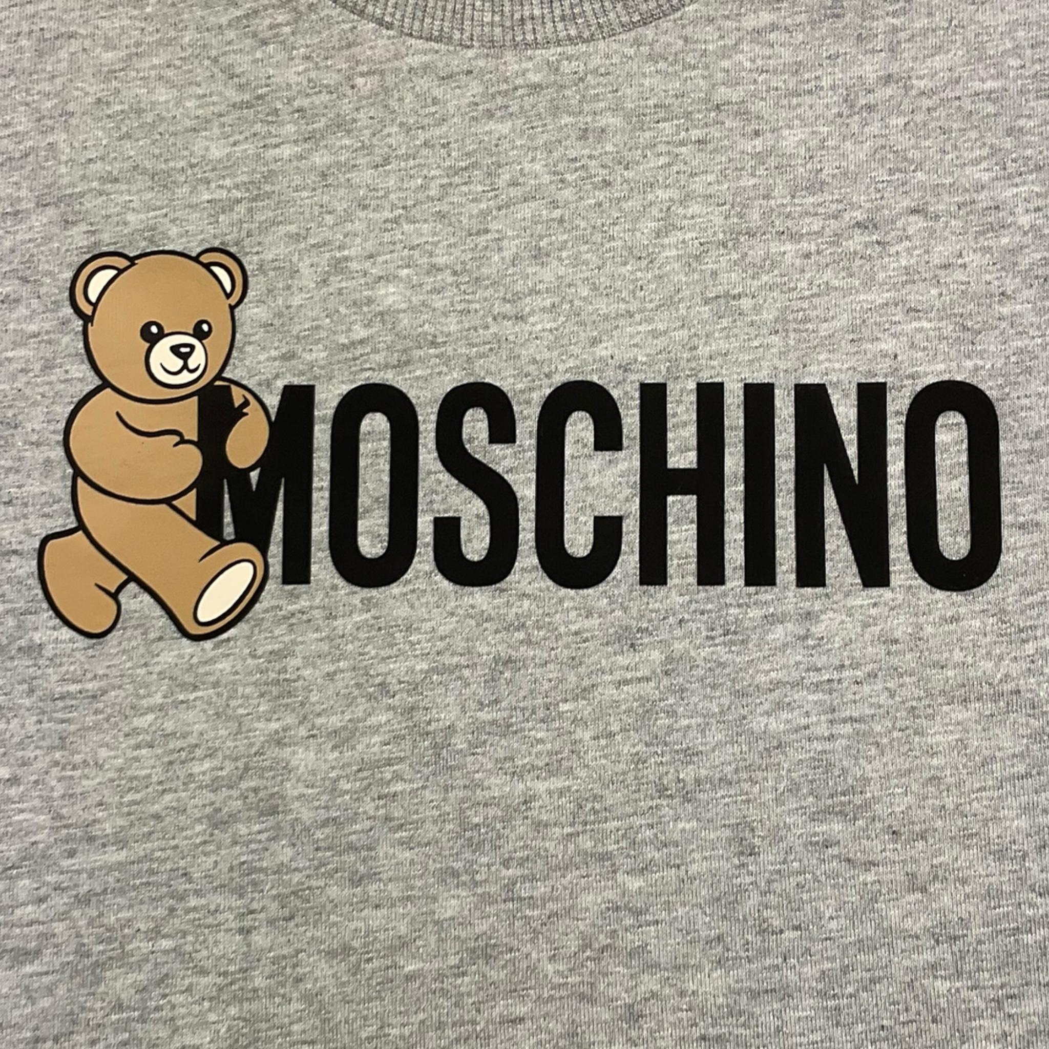MOSCHINO t-shirt girocollo tinta unita con stampa Grigio per Bambino HPM058 GRIGIO MOSCHINO