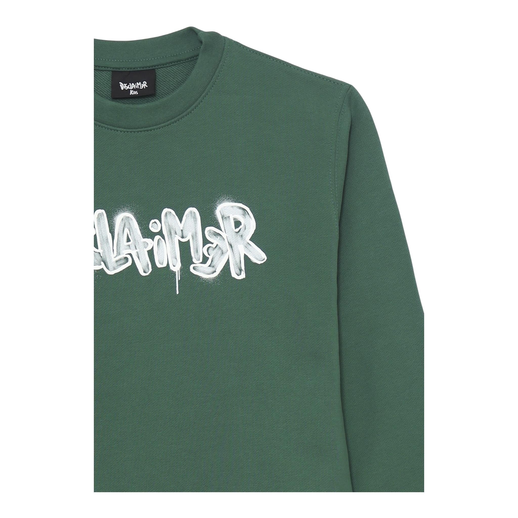 DISCLAIMER felpa girocollo tinta unita con stampa Verde per Bambino 24IDK58244X VERDE DISCLAIMER