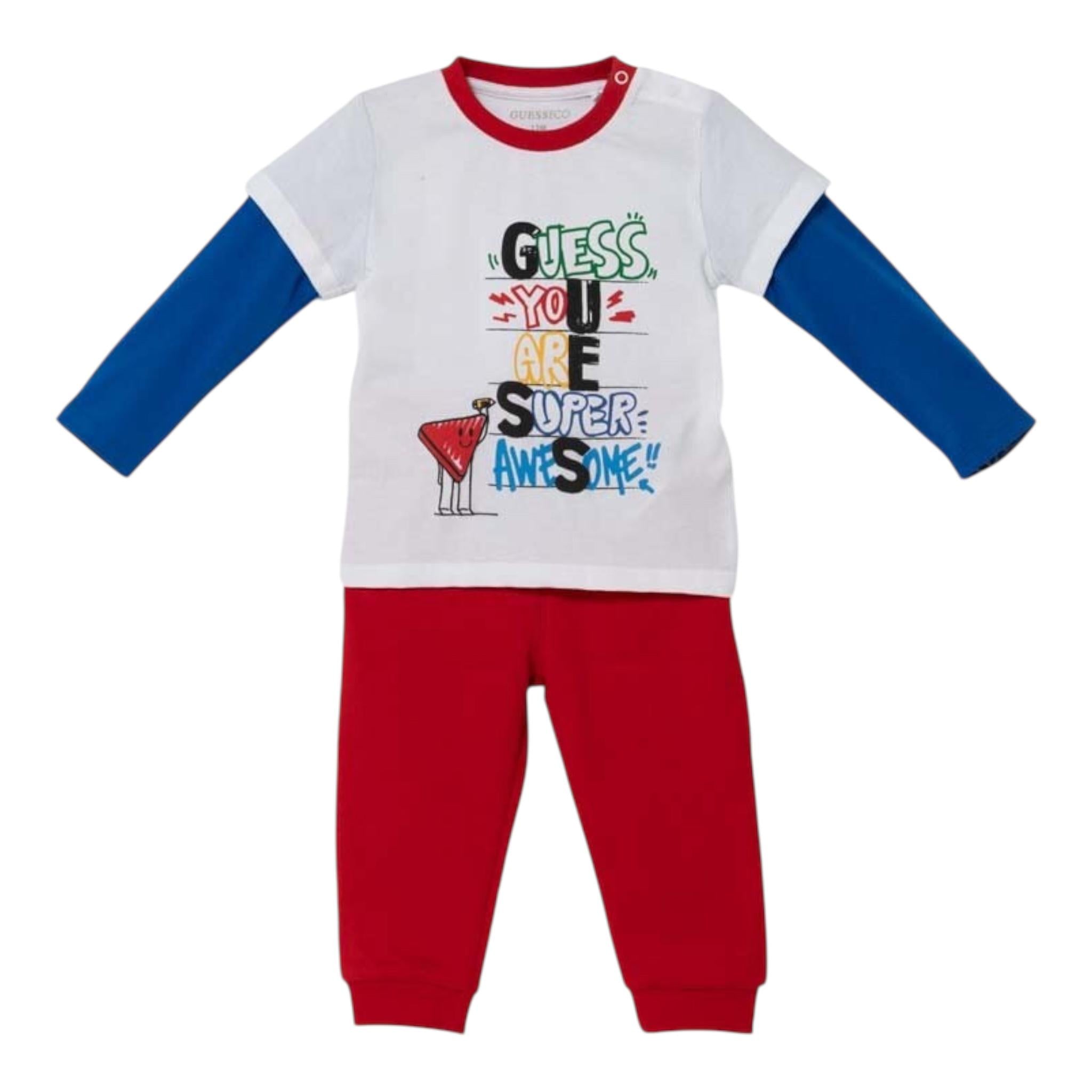 GUESS completo 2 pezzi shirt-pantalone tricolore Bianco/rosso per Neonato I4YG03K8HM3 BIANCO/ROSSO GUESS