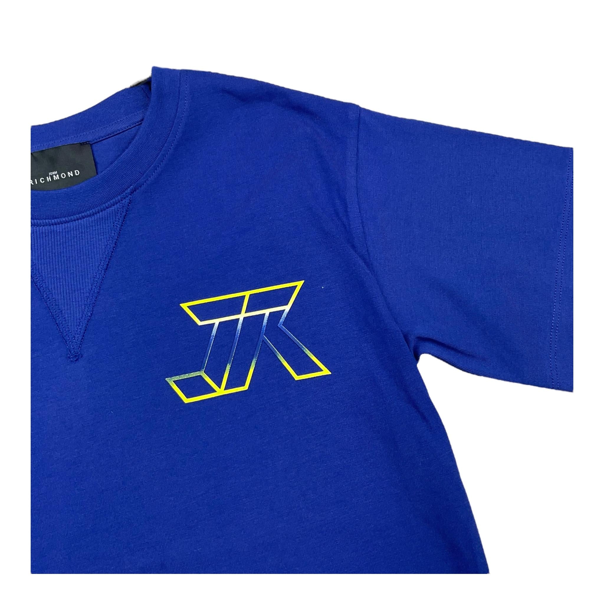 JOHN RICHMOND t-shirt girocollo tinta unita con stampa in contrasto Blu per Bambino RBA25219TS BLU JOHN RICHMOND