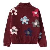 IL GUFO maglia tinta unita mezzo collo con stampa fiori Bordeaux per Bambina A24MA471EM220 BORDEAUX IL GUFO
