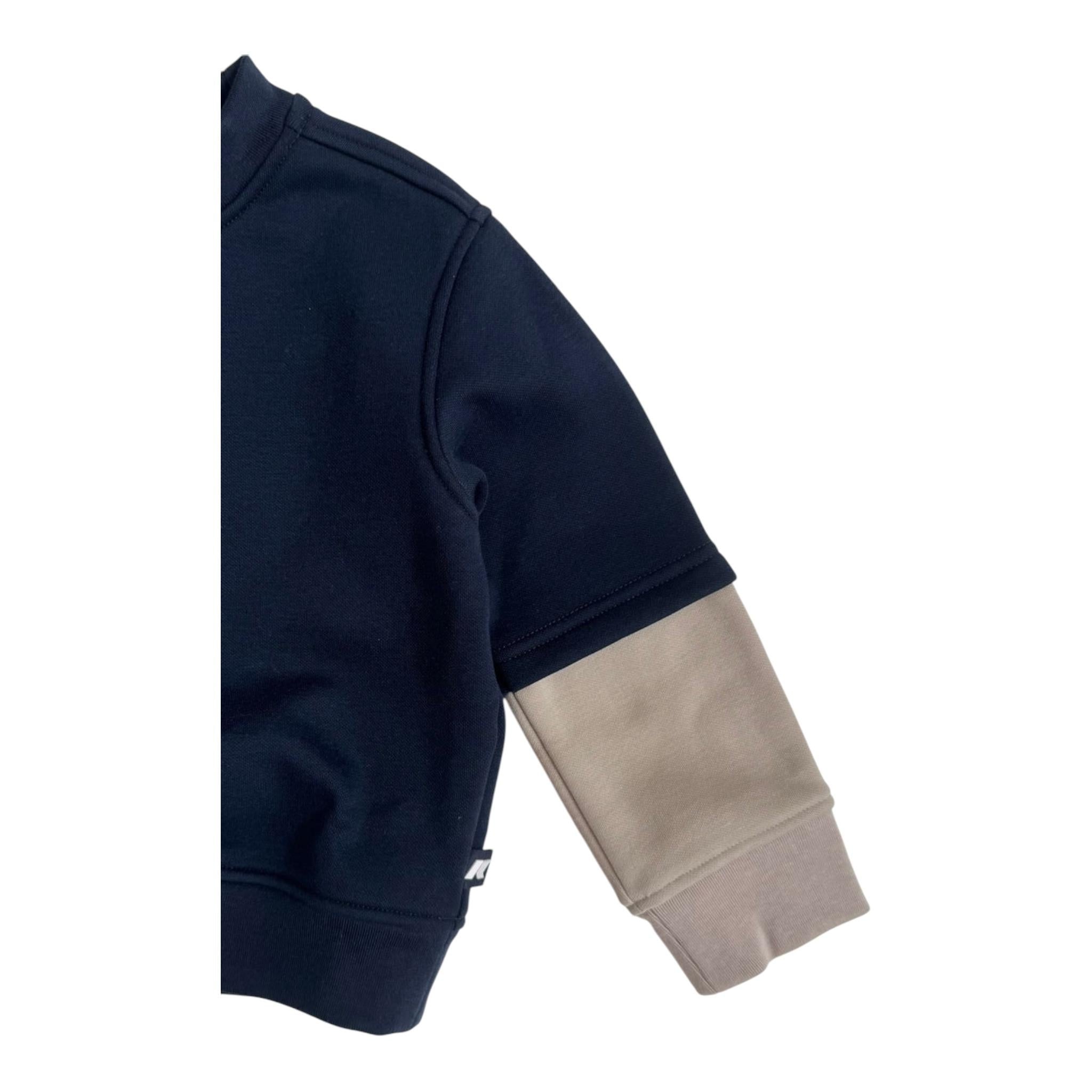 K-WAY felpa bicolore girocollo con logo Blu/beige per Bambino K8138BW BLU/BEIGE K-WAY