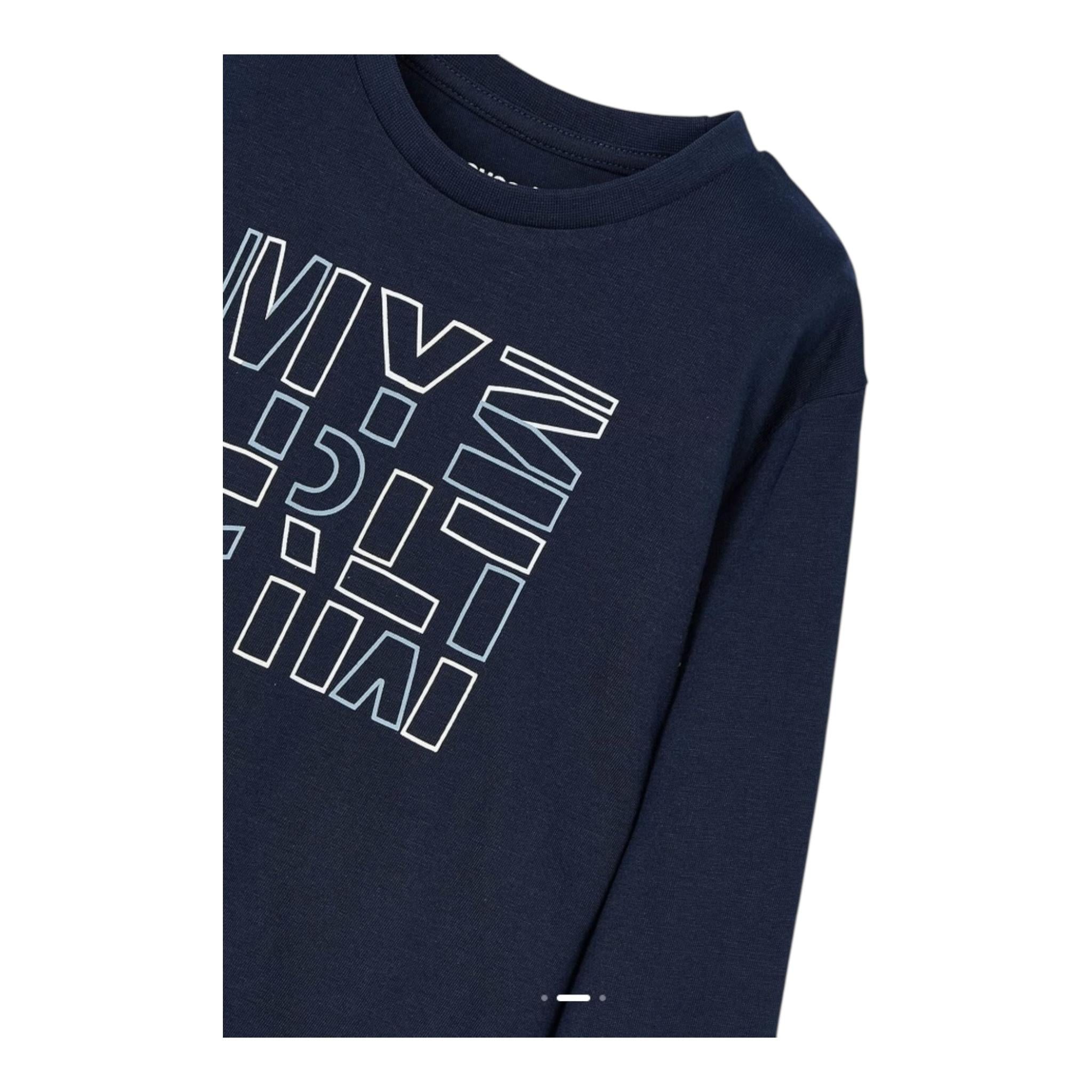MAYORAL shirt girocollo tinta unita con stampa Blu per Bambino 173XX BLU MAYORAL