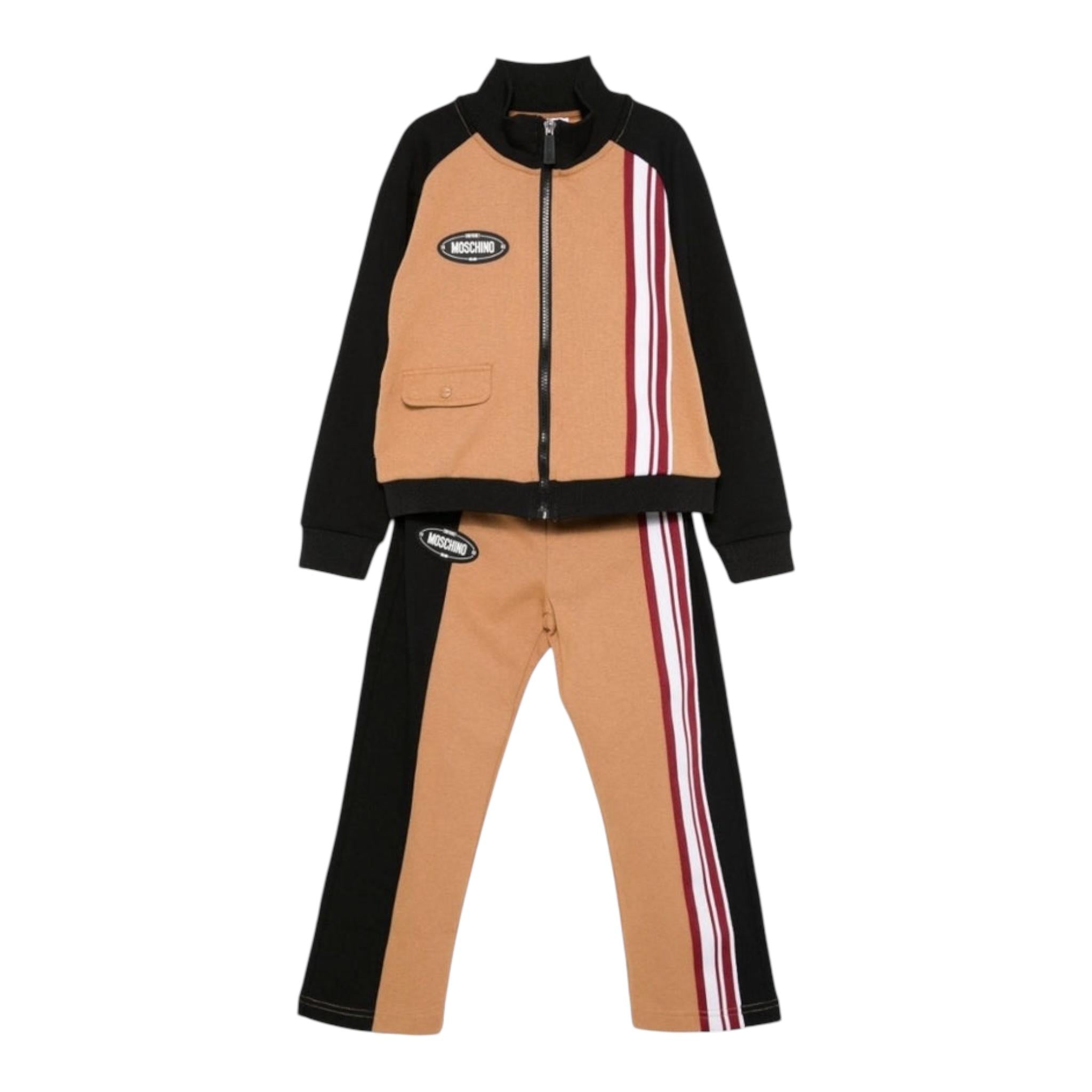 MOSCHINO completo 2 pezzi felpa-pantalone bicolore Beige per Bambino HUK041 BEIGE MOSCHINO