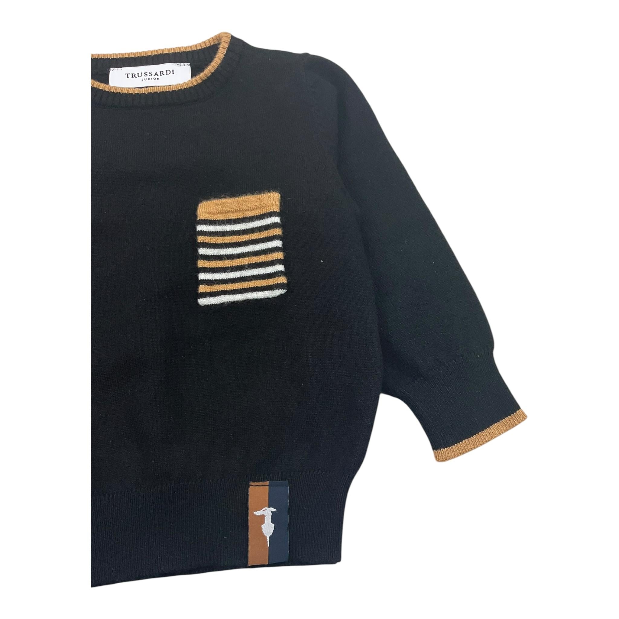 TRUSSARDI maglia girocollo tinta unita con taschino Nero per Neonato TIA25079MA NERO TRUSSARDI