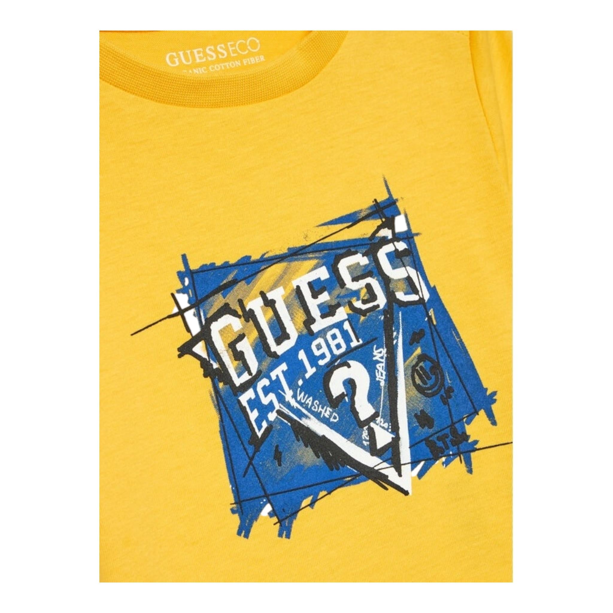 GUESS shirt girocollo tinta unita con stampa Giallo per Bambino N4YI01K8HM4XXXX GIALLO GUESS