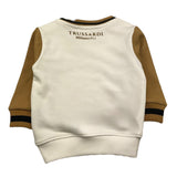TRUSSARDI felpa chiusa girocollo tinta unita con maniche in cntrasto Panna per Neonato TIA25081FE PANNA TRUSSARDI