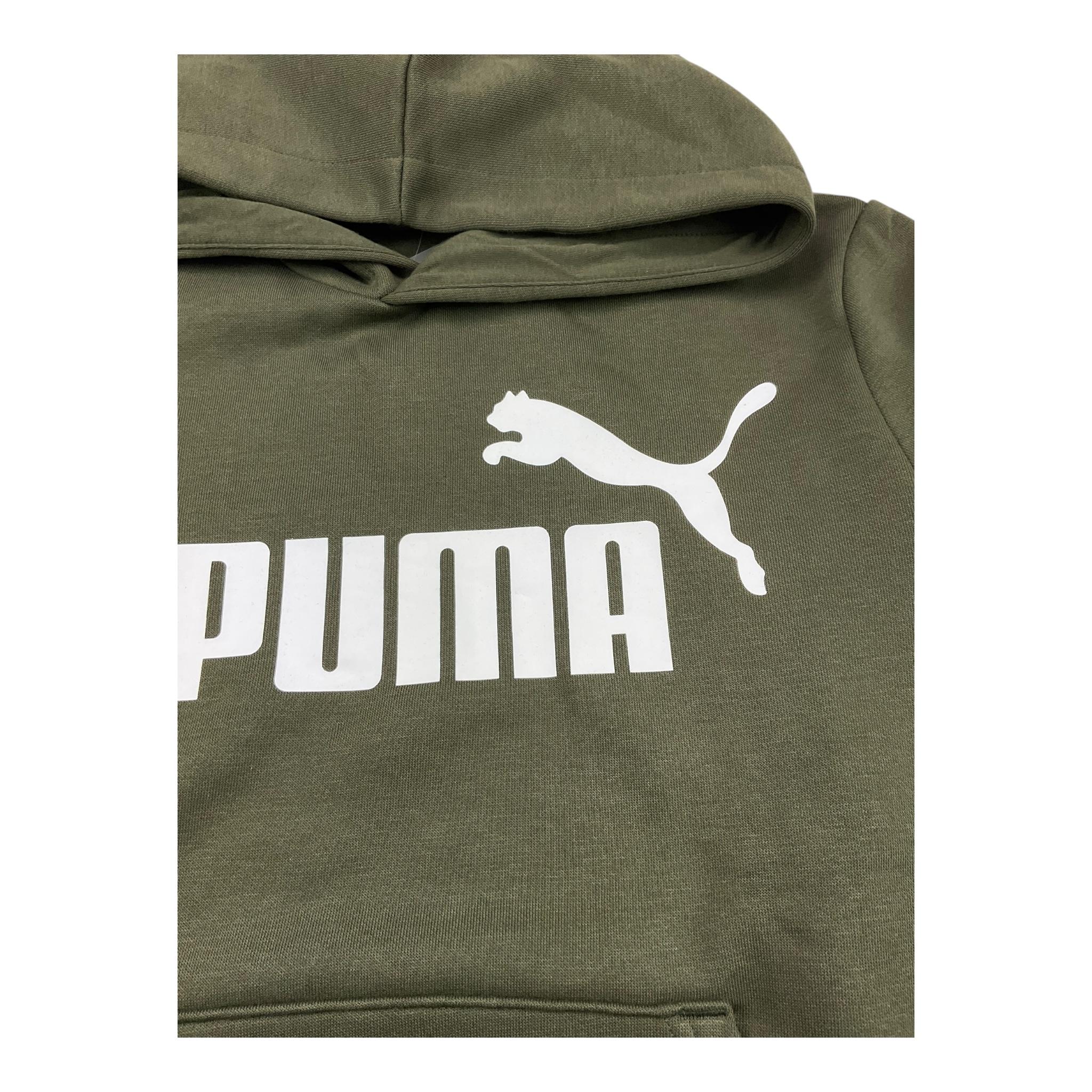 PUMA felpa chiusa con cappuccio tinta unita con stampa logo Verde per Bambino 58696508 VERDE PUMA