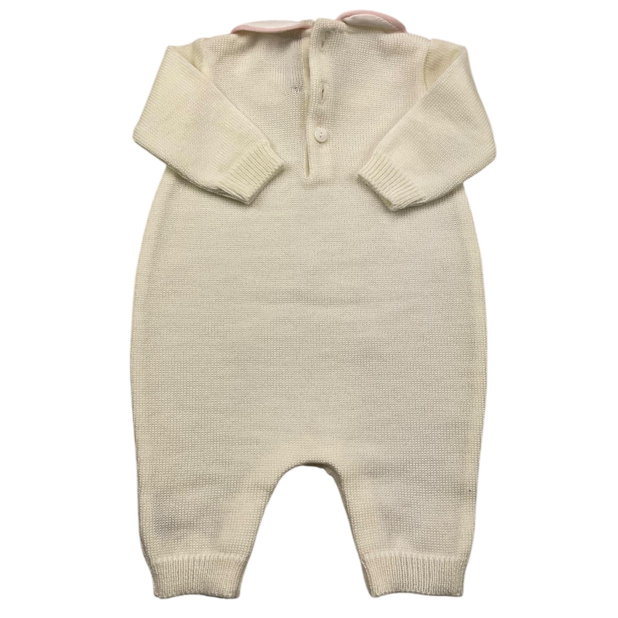 LITTLE BEAR tutina manica lunga tinta unita cn ricami in contrasto Panna per Neonata 9115A PANNA LITTLE BEAR