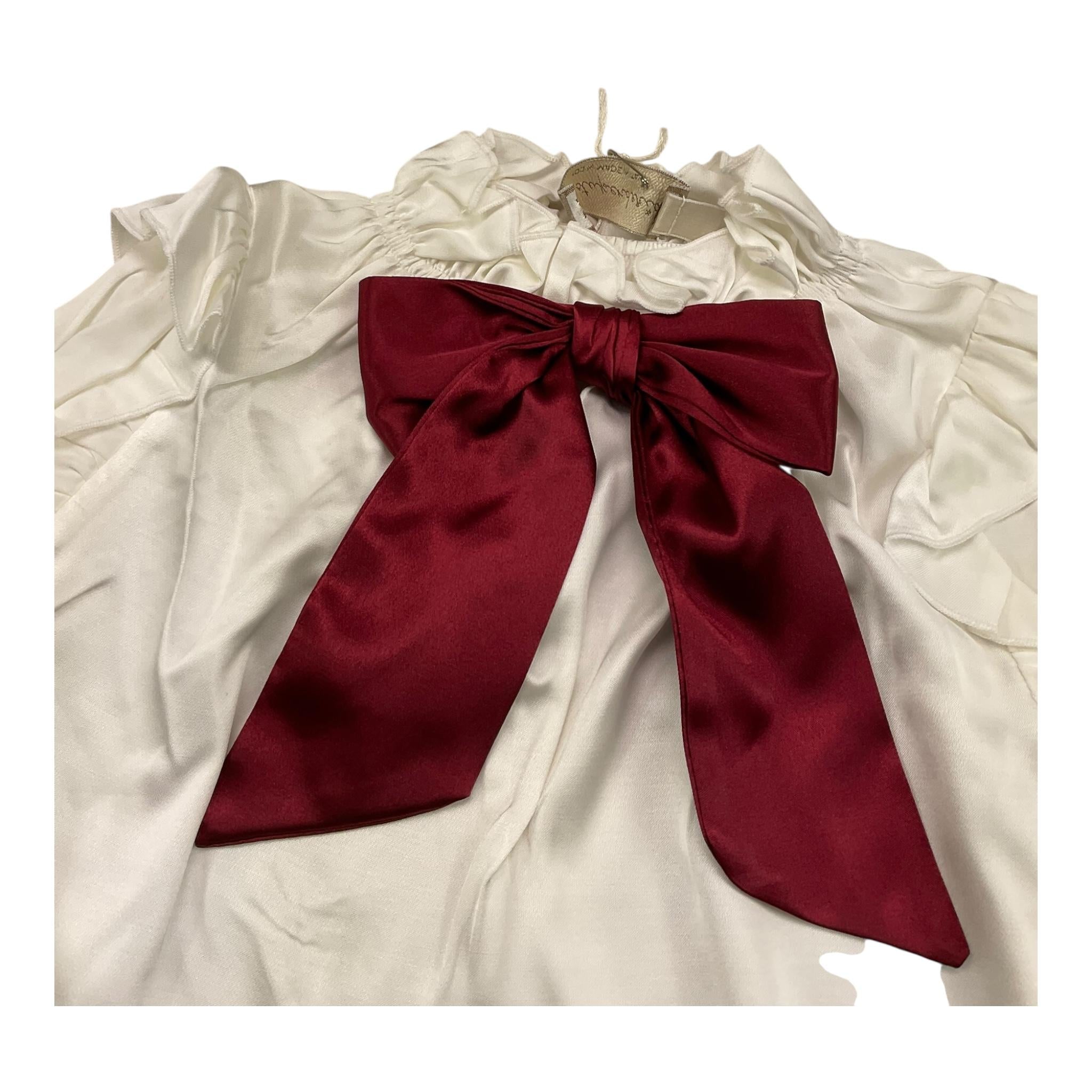 LA STUPENDERIA camicia manica lunga tinta unita cn fiocco in contrasto Bianco per Bambina TJCM48J BIANCO LA STUPENDERIA