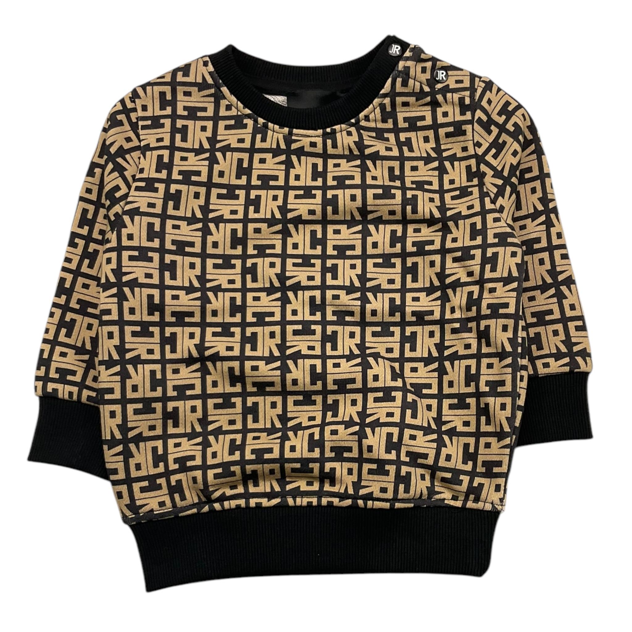 JOHN RICHMOND felpa chiusa girocollo fantasia logo Nero/beige per Neonato RIA25048FE NERO/BEIGE JOHN RICHMOND