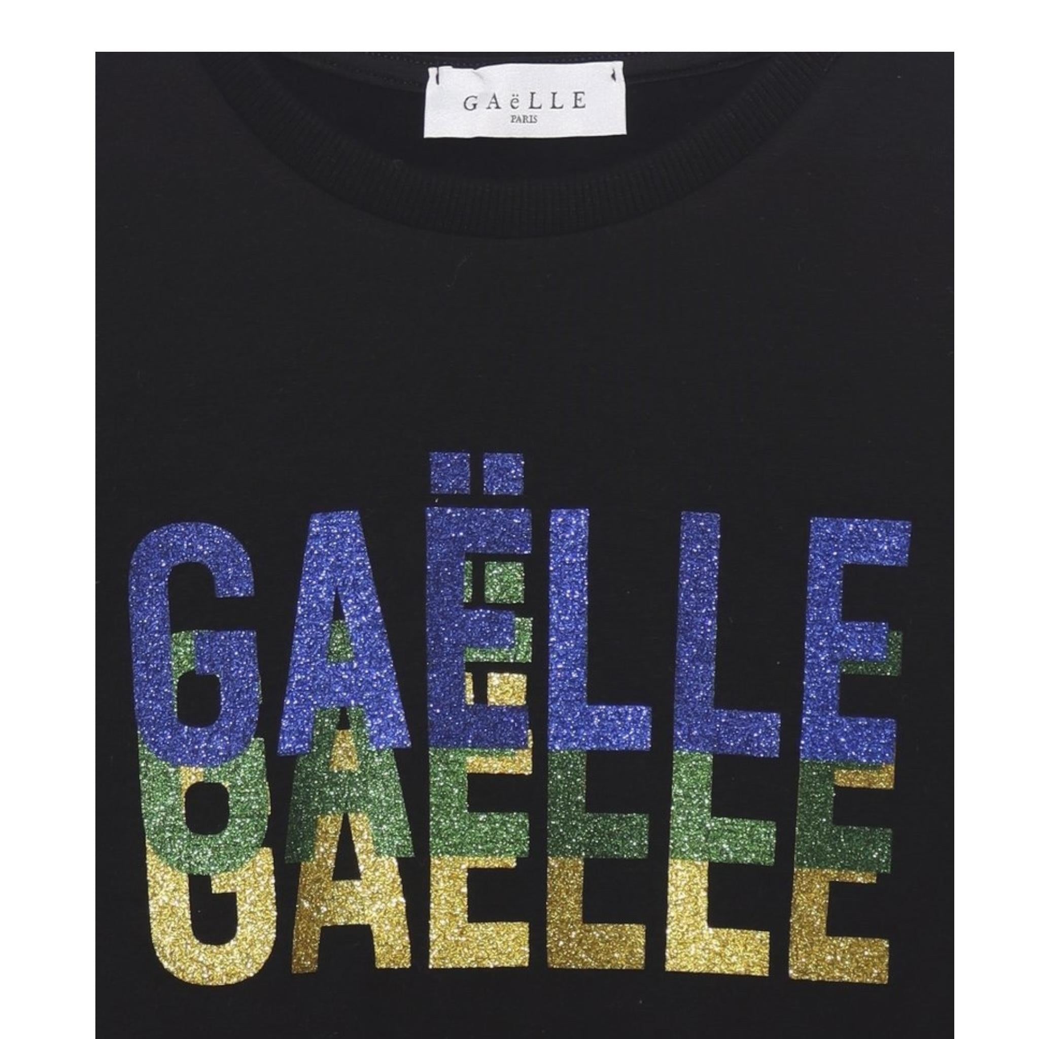 GAELLE felpa chiusa girocollo tinta unita con stampa glitterata Nero per Bambina 2741F00341XX NERO GAELLE