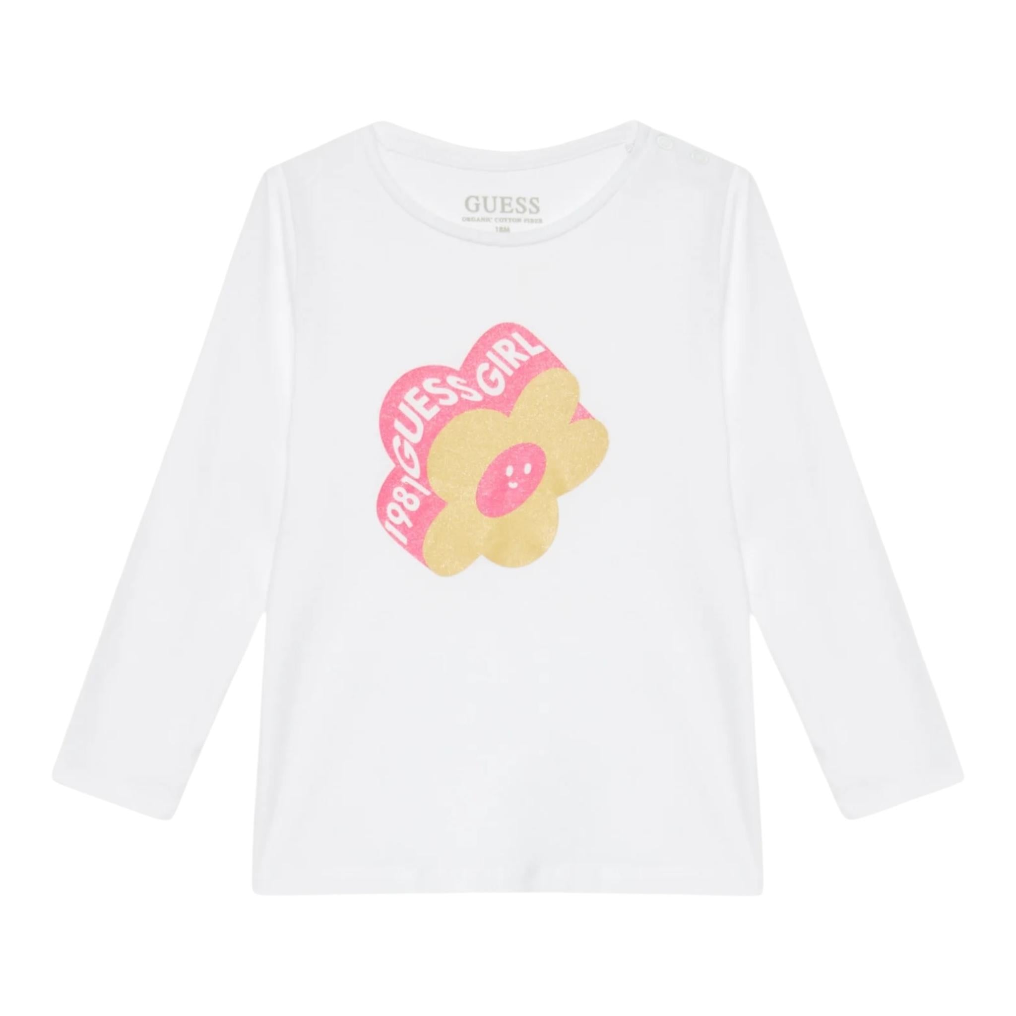 GUESS shirt girocollo tinta unita ocn logo Bianco per Bambina K4YI02K6YW4J BIANCO GUESS