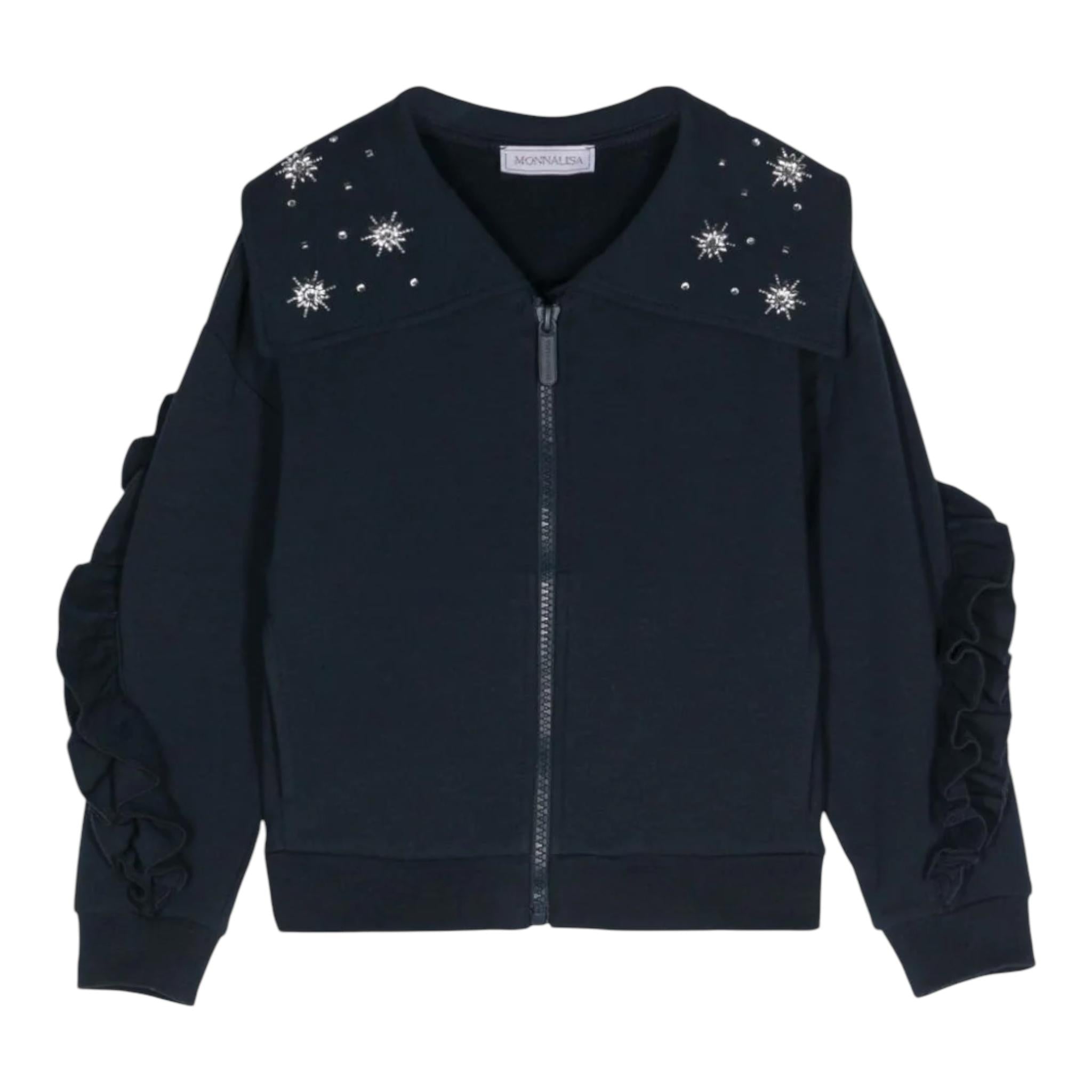 MONNALISA felpa tinta unita con zip e applicazioni Blu per Bambina 19D804 BLU MONNALISA