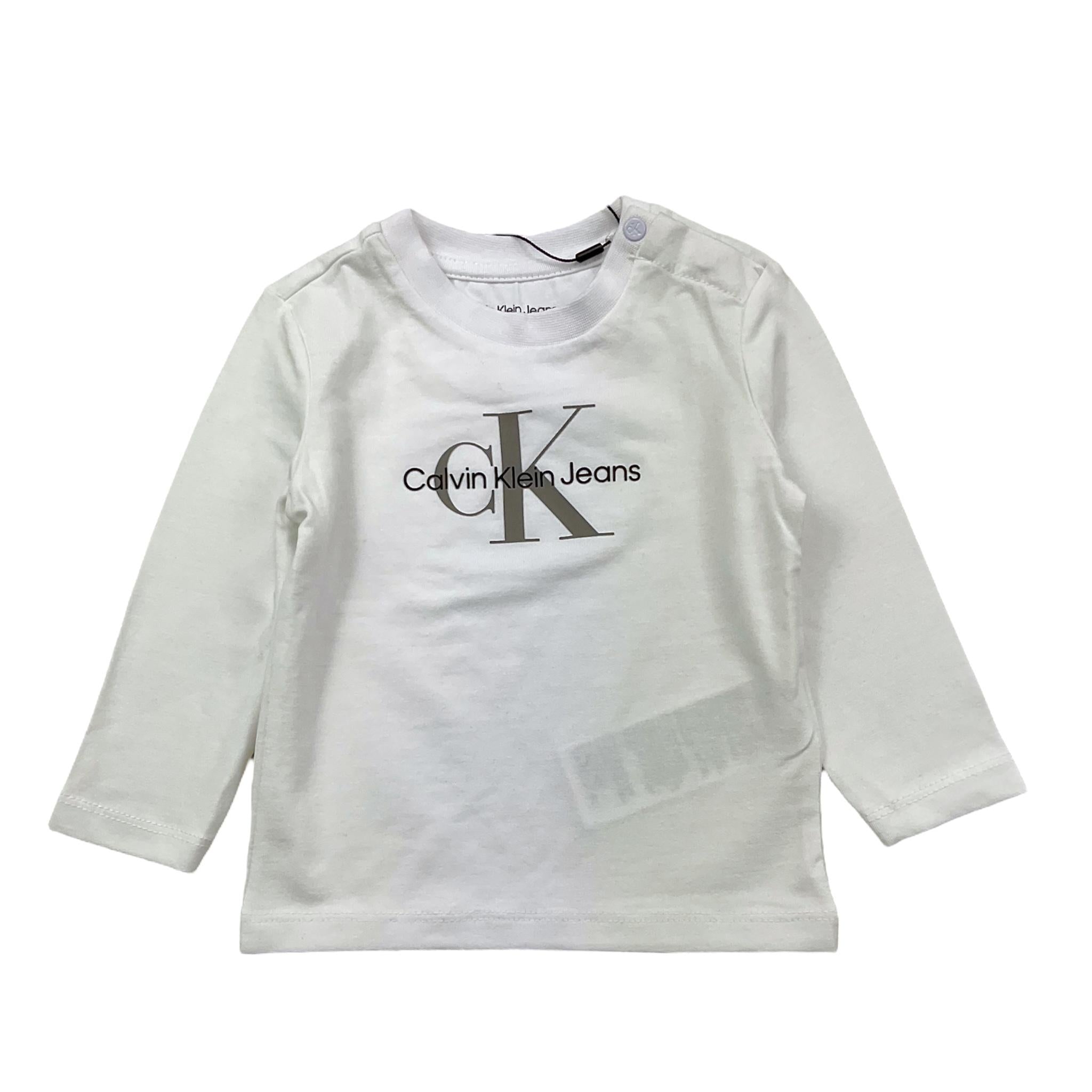 CALVIN KLEIN shirt girocollo tinta unita con stampa Bianco per Neonato IN0IN00005 BIANCO CALVIN KLEIN