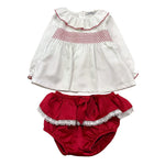 BABIDU completo 2pz bicolore camicia-coulotte Bianco/rosso per Neonata 41661 BIANCO/ROSSO BABIDU